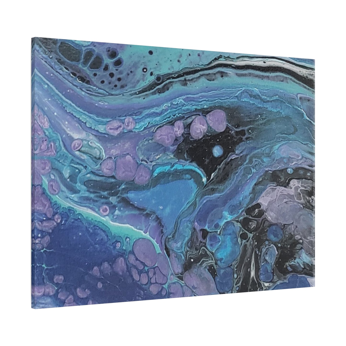 Abstract Ocean Wave Matte Canvas Print — Blue & Purple Fluid Art, Stretched 1.25"