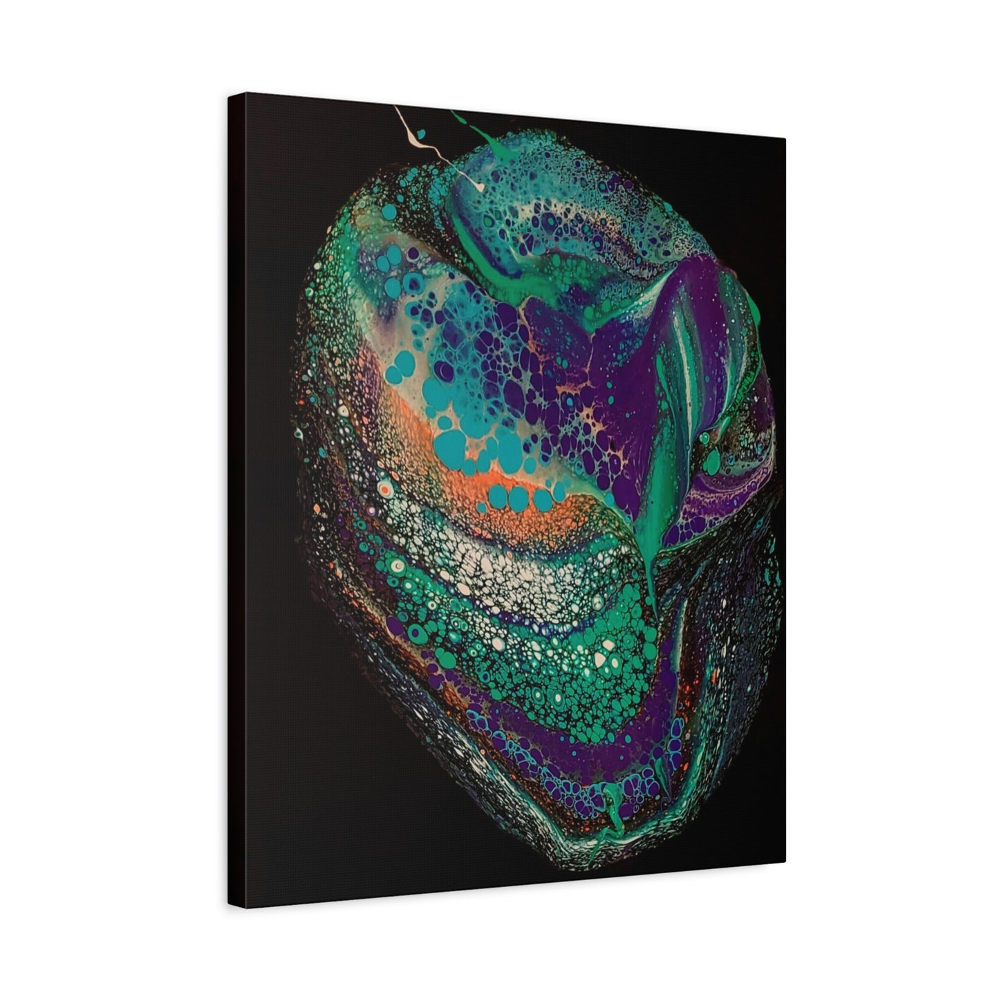Abstract Fluid Art Canvas Print — Teal, Purple & Gold Swirl Matte Stretched Wall Art