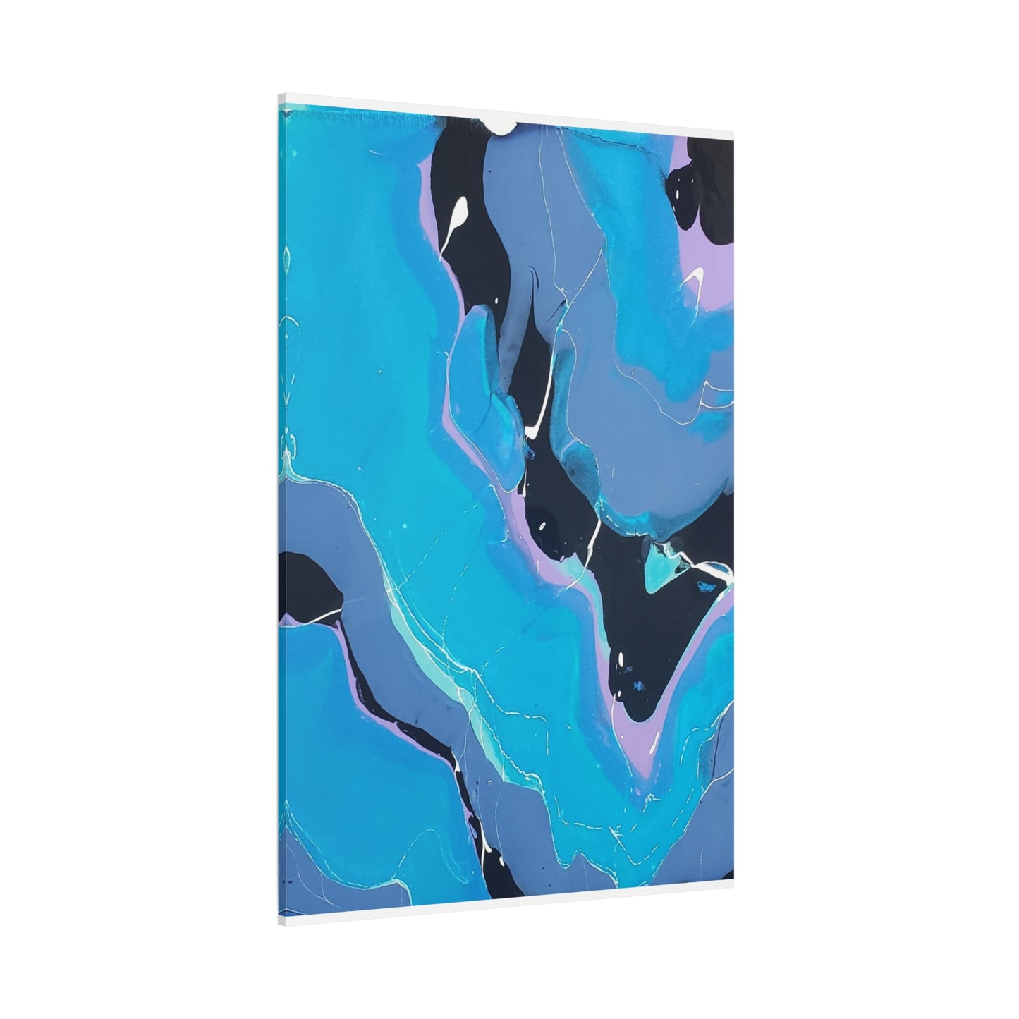 Abstract Blue Fluid Art Canvas Print — Matte Stretched Wall Art 1.25"