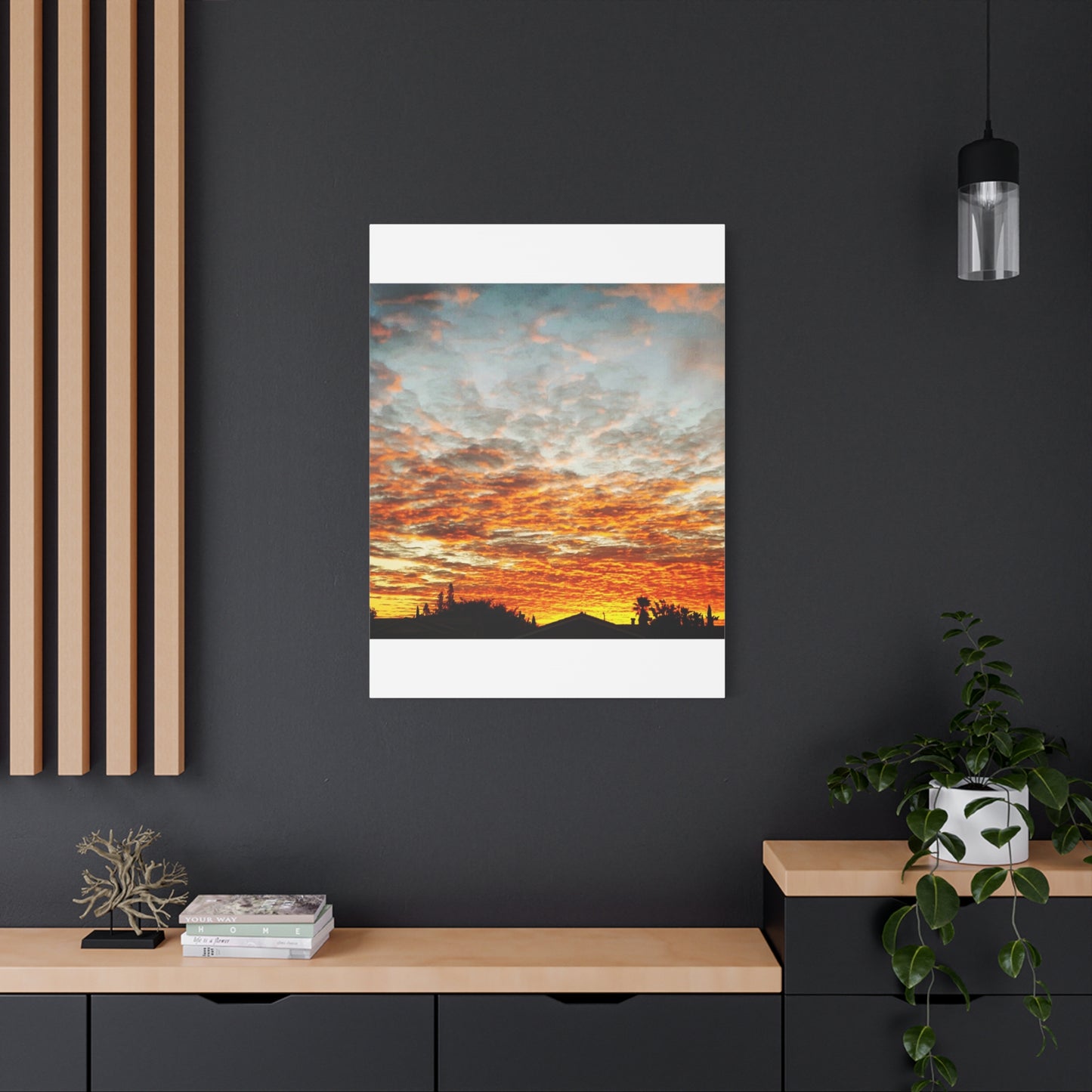 Sunset Sky Canvas Print — Orange Cloudscape Matte Stretched Wall Art