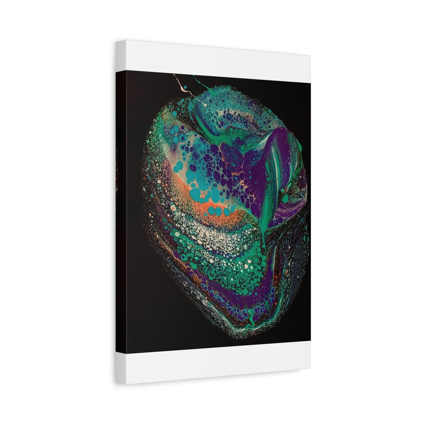 Abstract Fluid Art Canvas Print — Teal, Purple & Gold Swirl Matte Stretched Wall Art