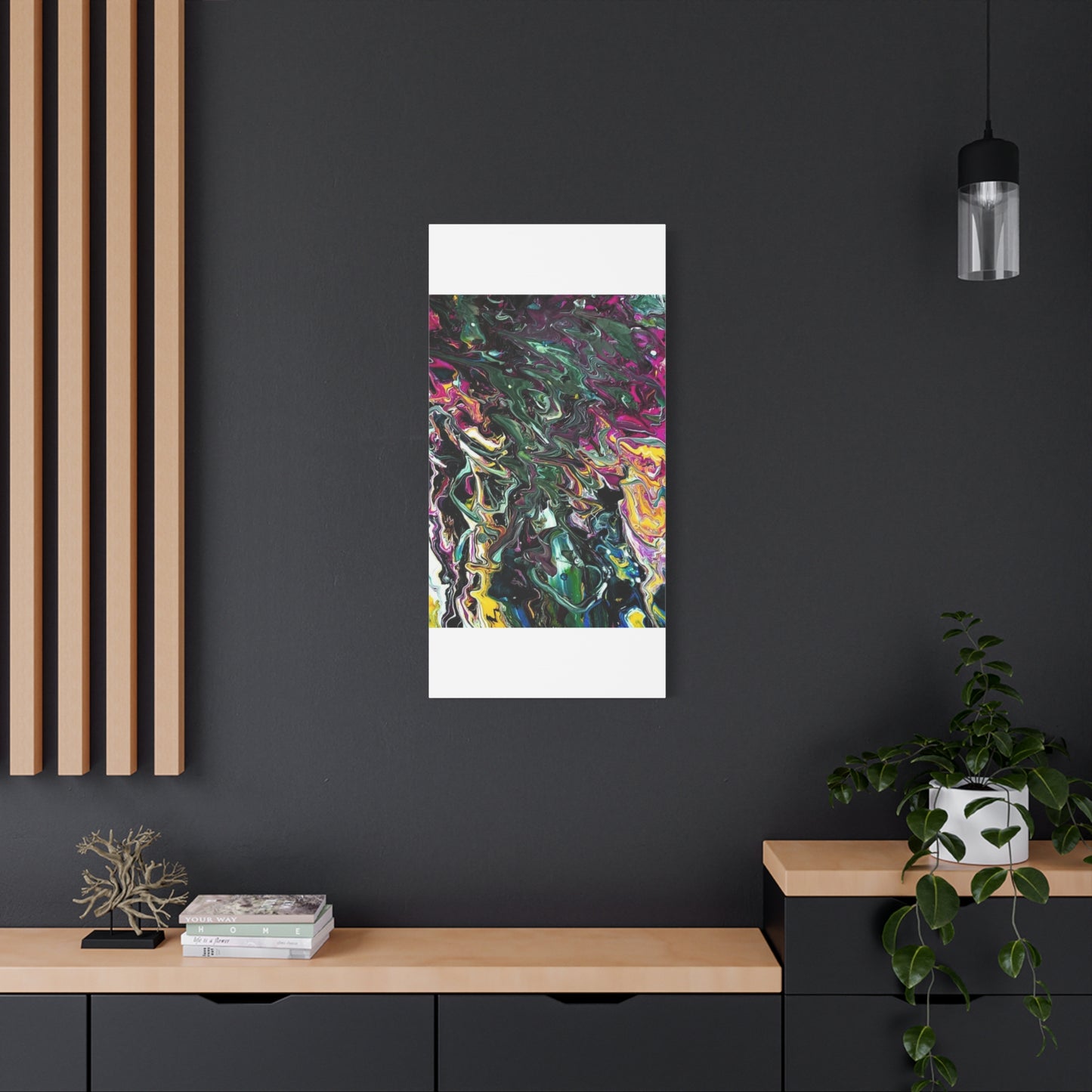 chaos in the garden - Abstract Fluid Art Matte Canvas Print - Colorful Swirl Wall Art