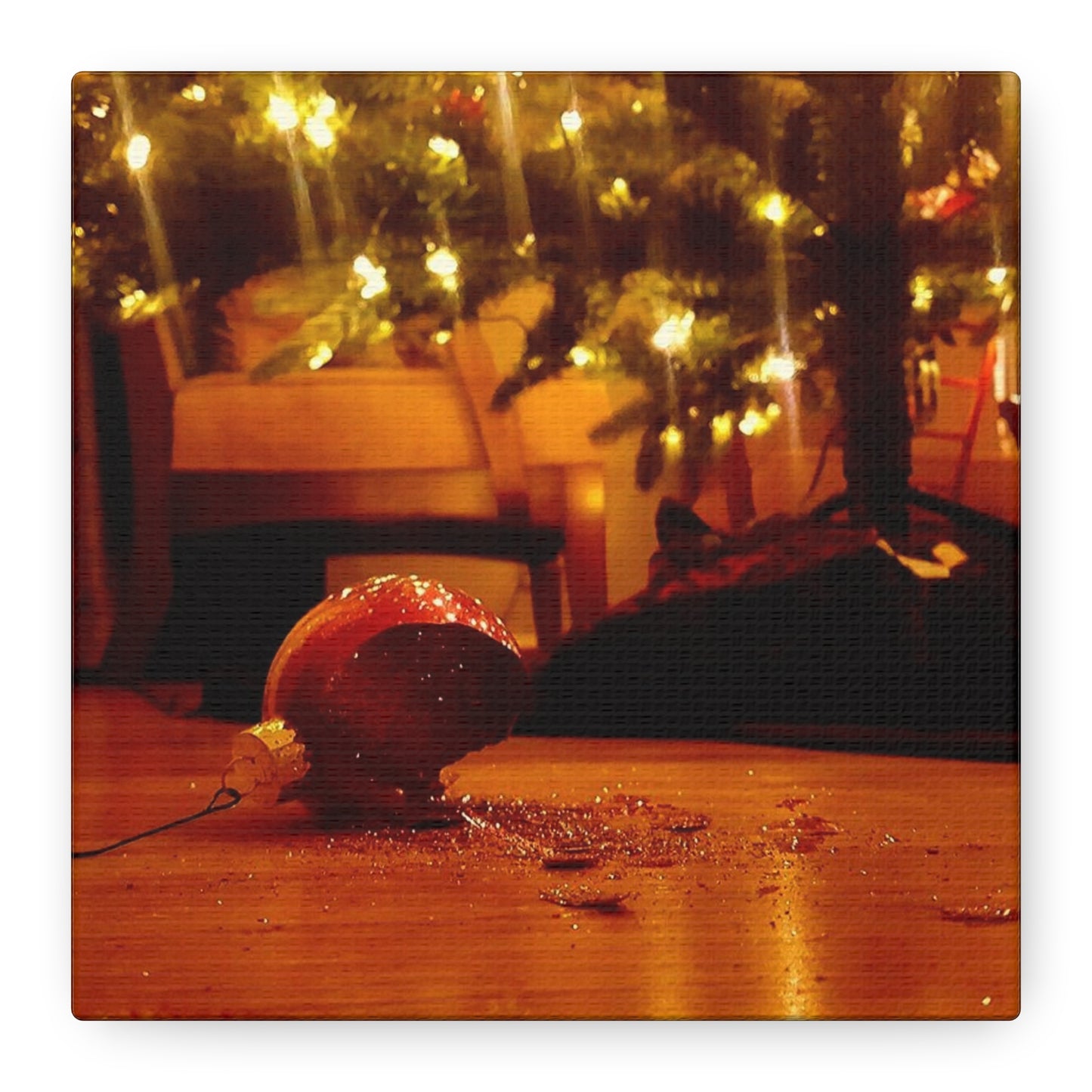 Christmas Tree Ornament Photo Canvas – Cozy Holiday Still Life Wall Art
