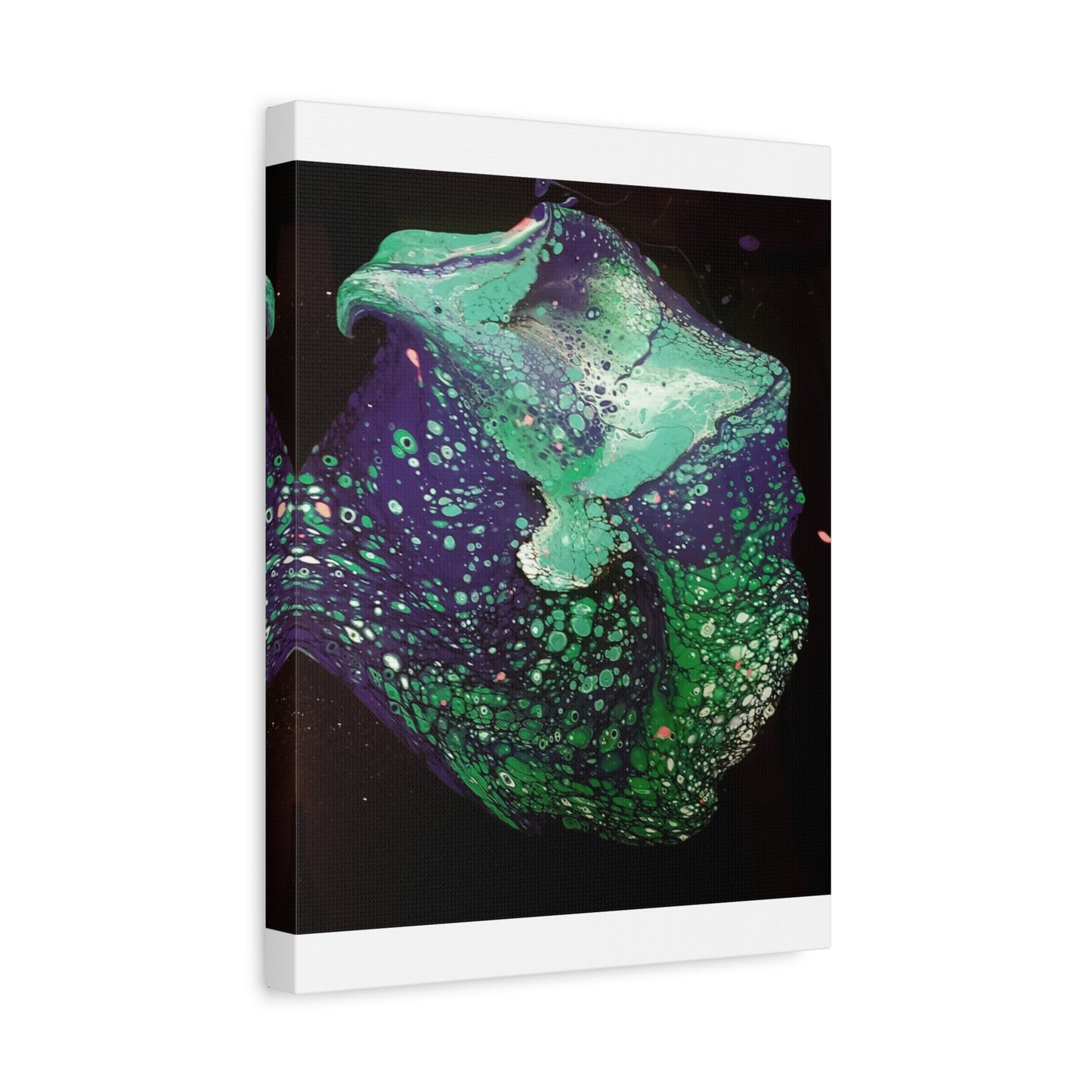 Abstract Green & Teal Fluid Art Canvas Print - Matte Stretched Wall Art