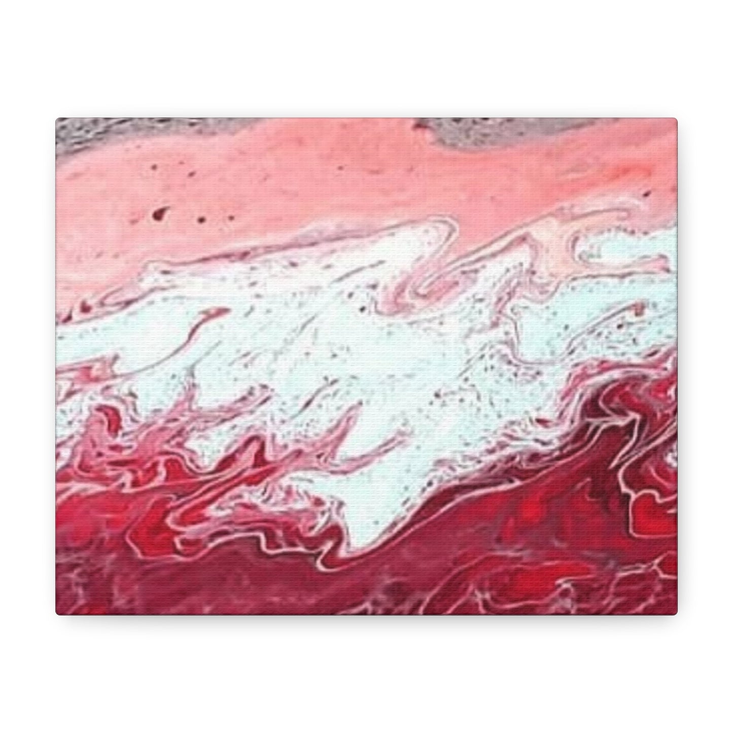 Abstract Pink & Red Fluid Art Canvas — Matte Stretched Wall Art