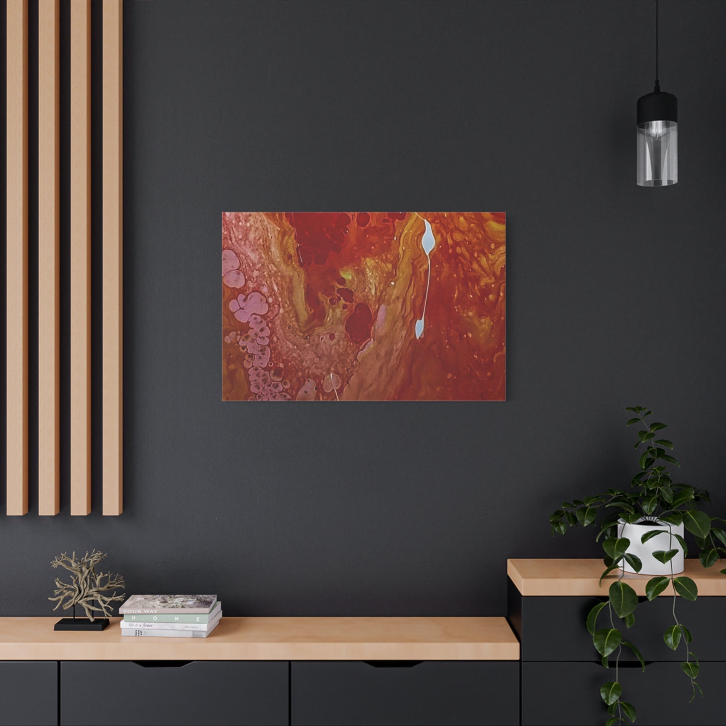 Abstract Red Fluid Art Canvas Print — Matte Stretched Wall Art