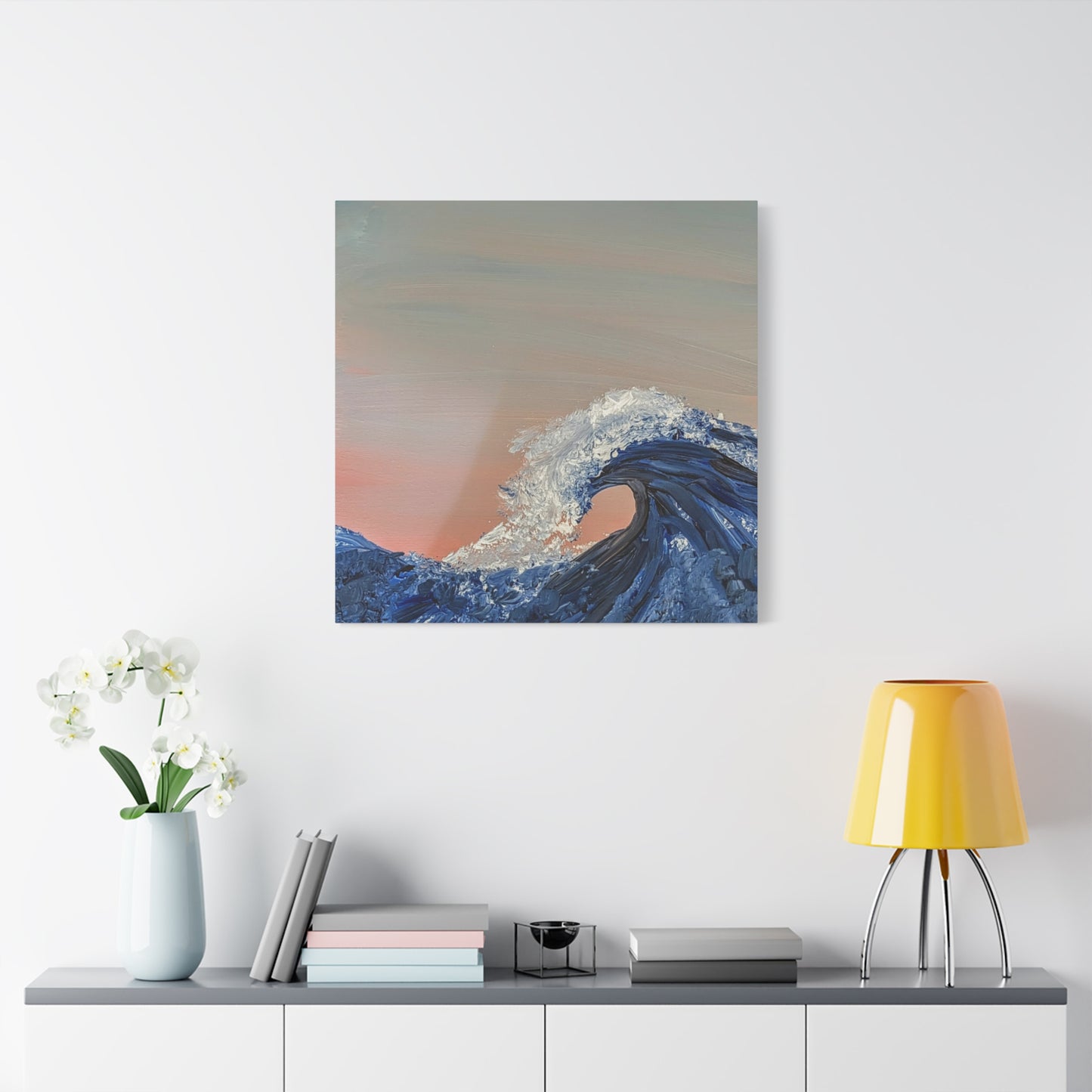 California_Coast - Ocean Wave Canvas Art — Blue Wave Seascape Matte Stretched Canvas