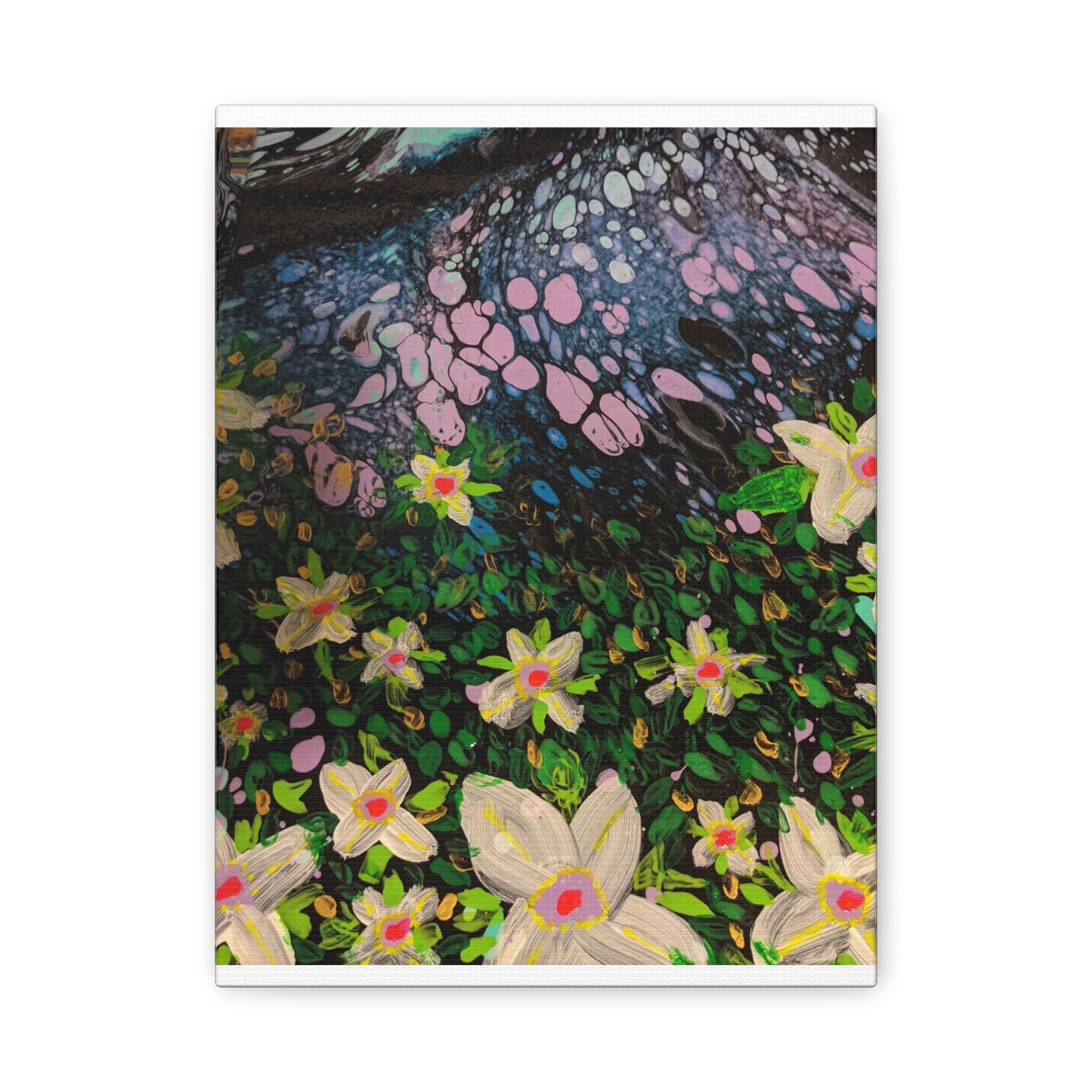 Floetrol&Flowers - Night Pour Garden Matte Canvas Print — Stretched Wall Art