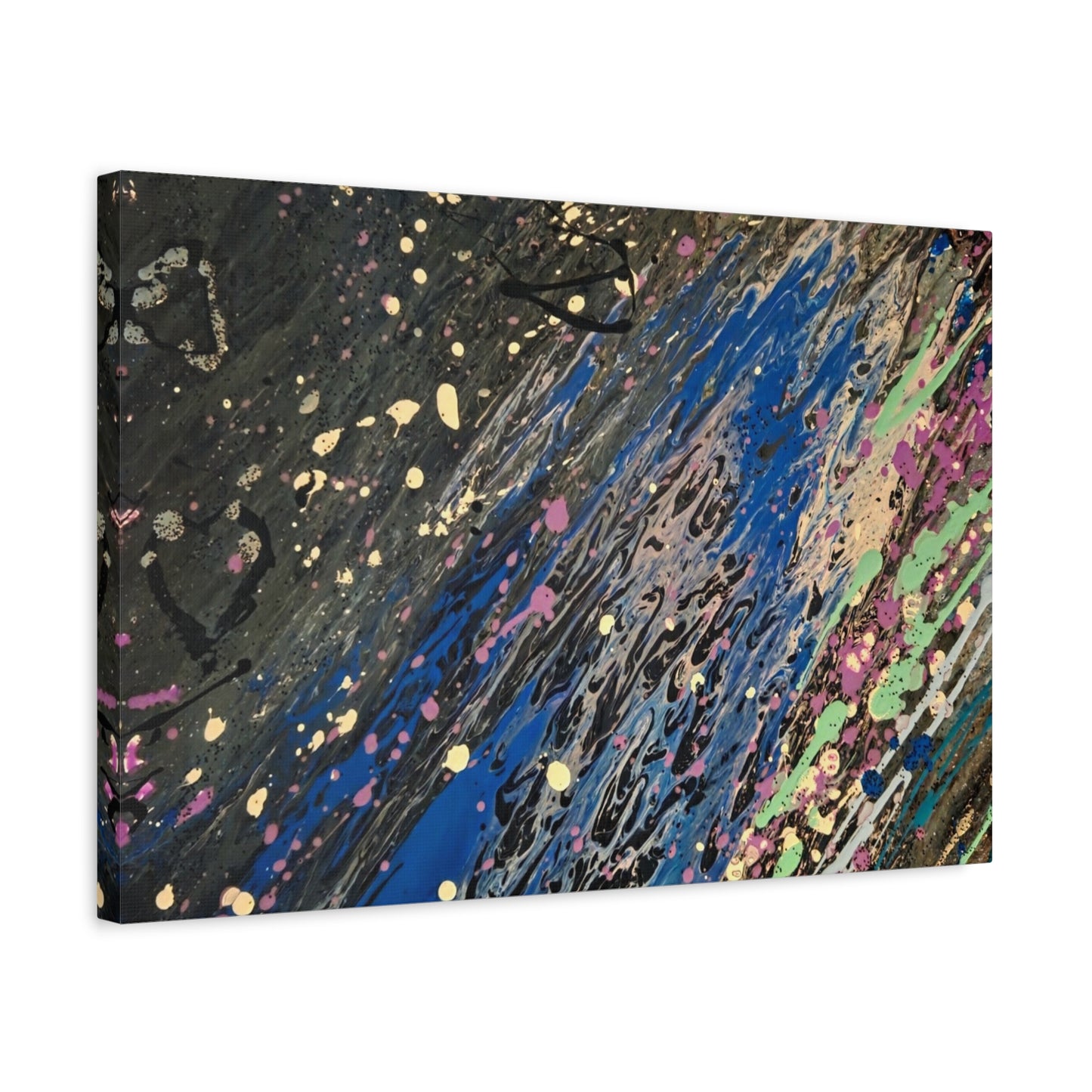 Abstract Splatter Matte Canvas Print — Colorful Fluid Art Wall Decor, Stretched 1.25"