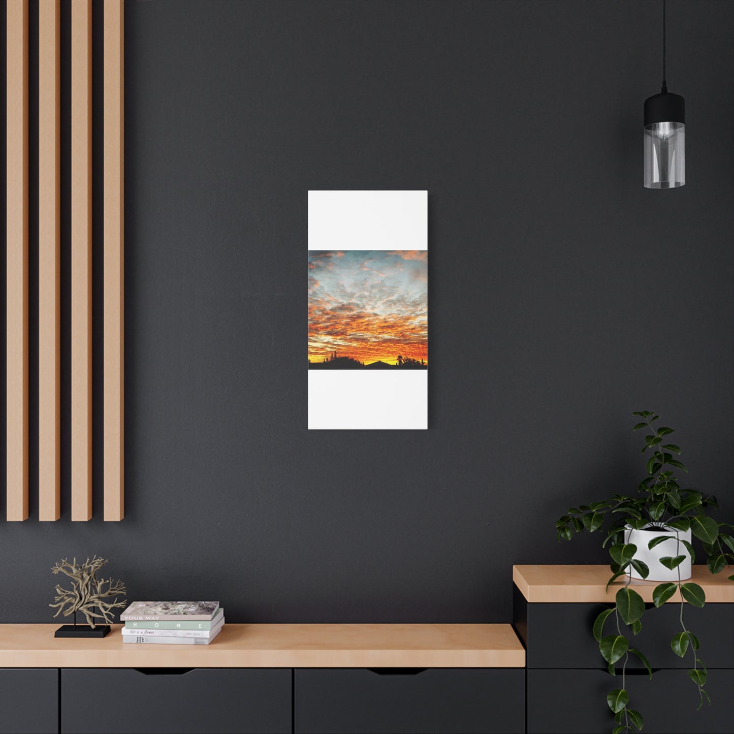 Sunset Sky Canvas Print — Orange Cloudscape Matte Stretched Wall Art