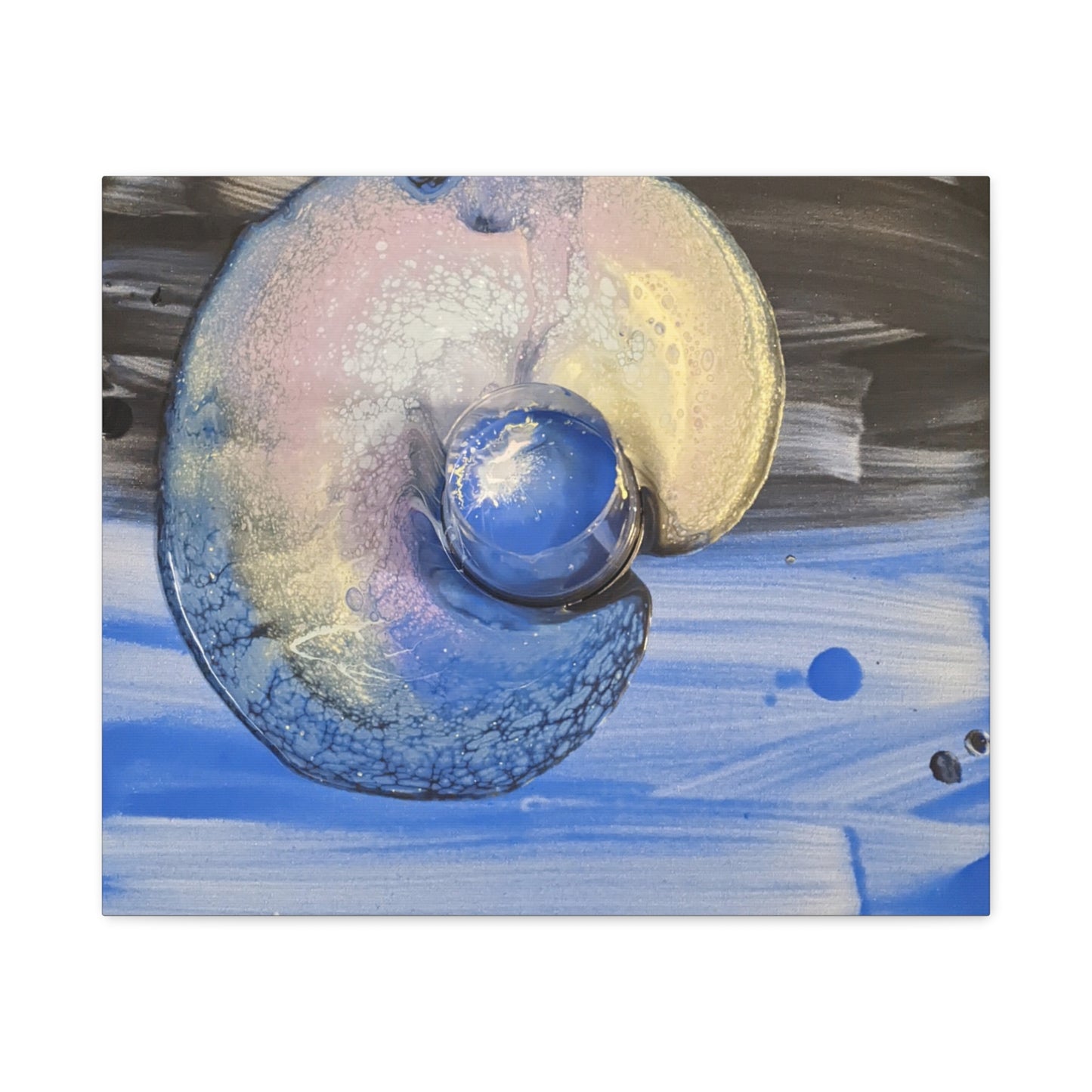 the nautilus - Abstract Blue Spiral Matte Canvas Art - Nautical Coastal Wall Decor