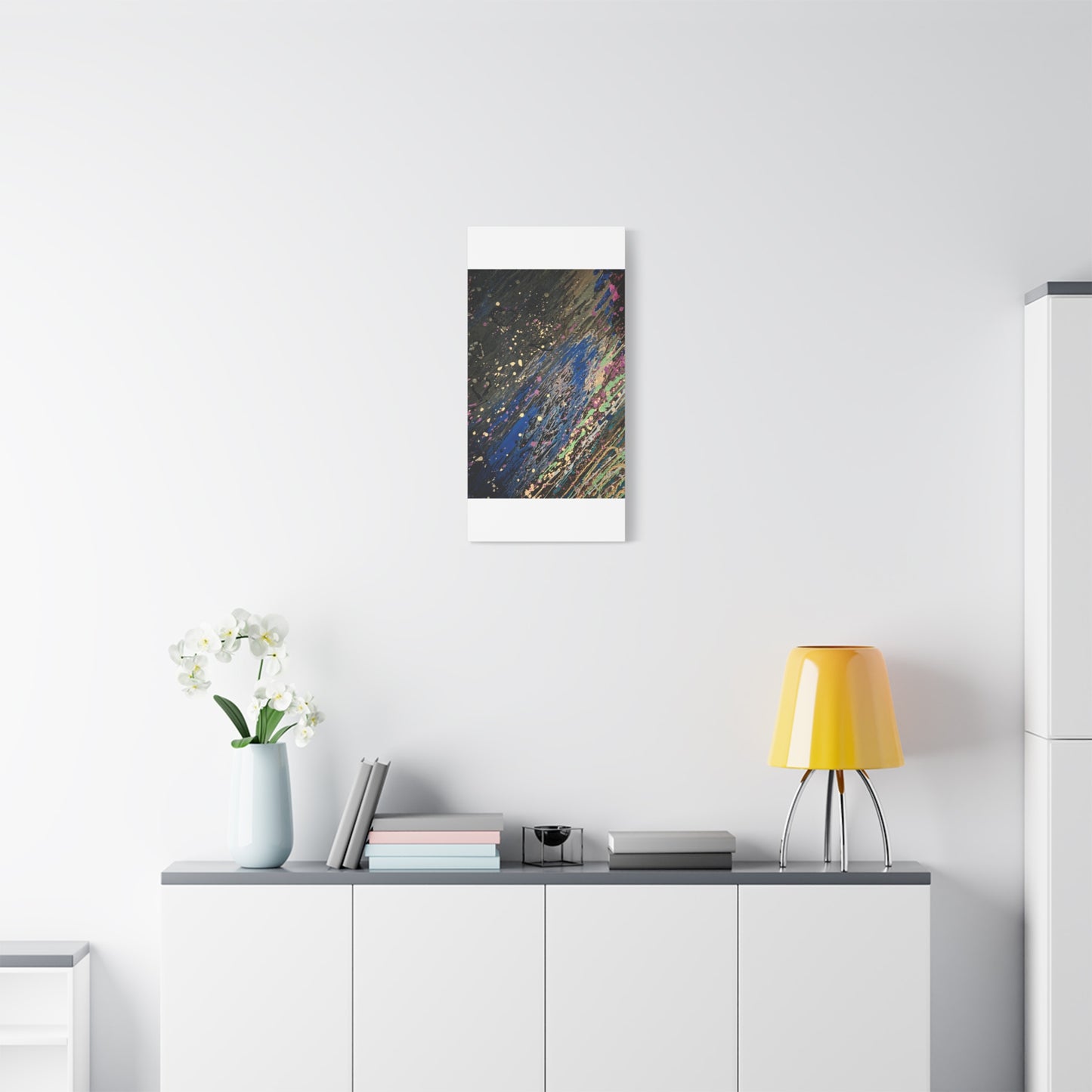 Abstract Splatter Matte Canvas Print — Colorful Fluid Art Wall Decor, Stretched 1.25"