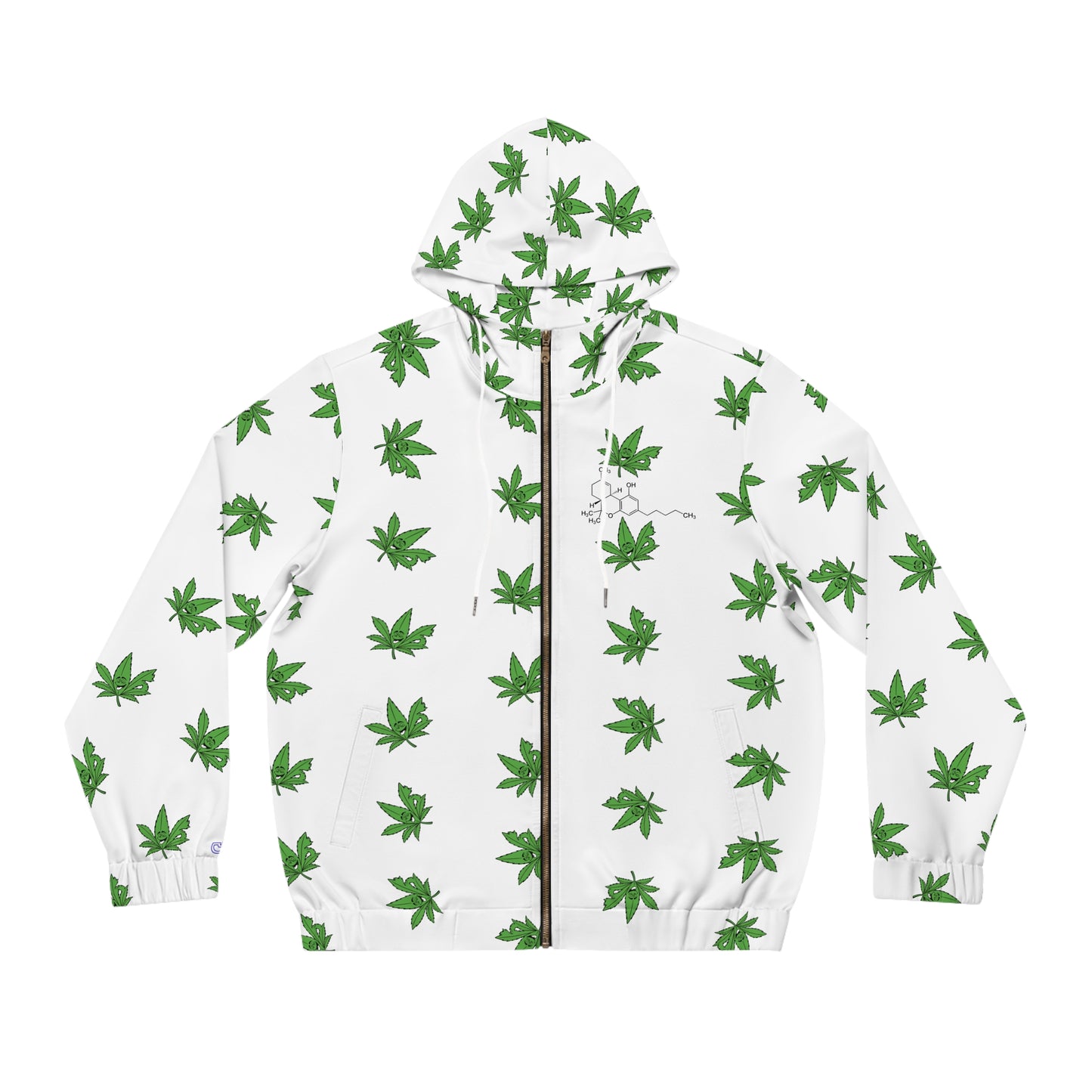 All-Over Green Leaf Zip Hoodie — Men’s Full-Zip AOP Jacket