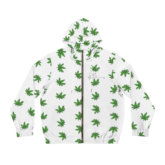 All-Over Green Leaf Zip Hoodie — Men’s Full-Zip AOP Jacket