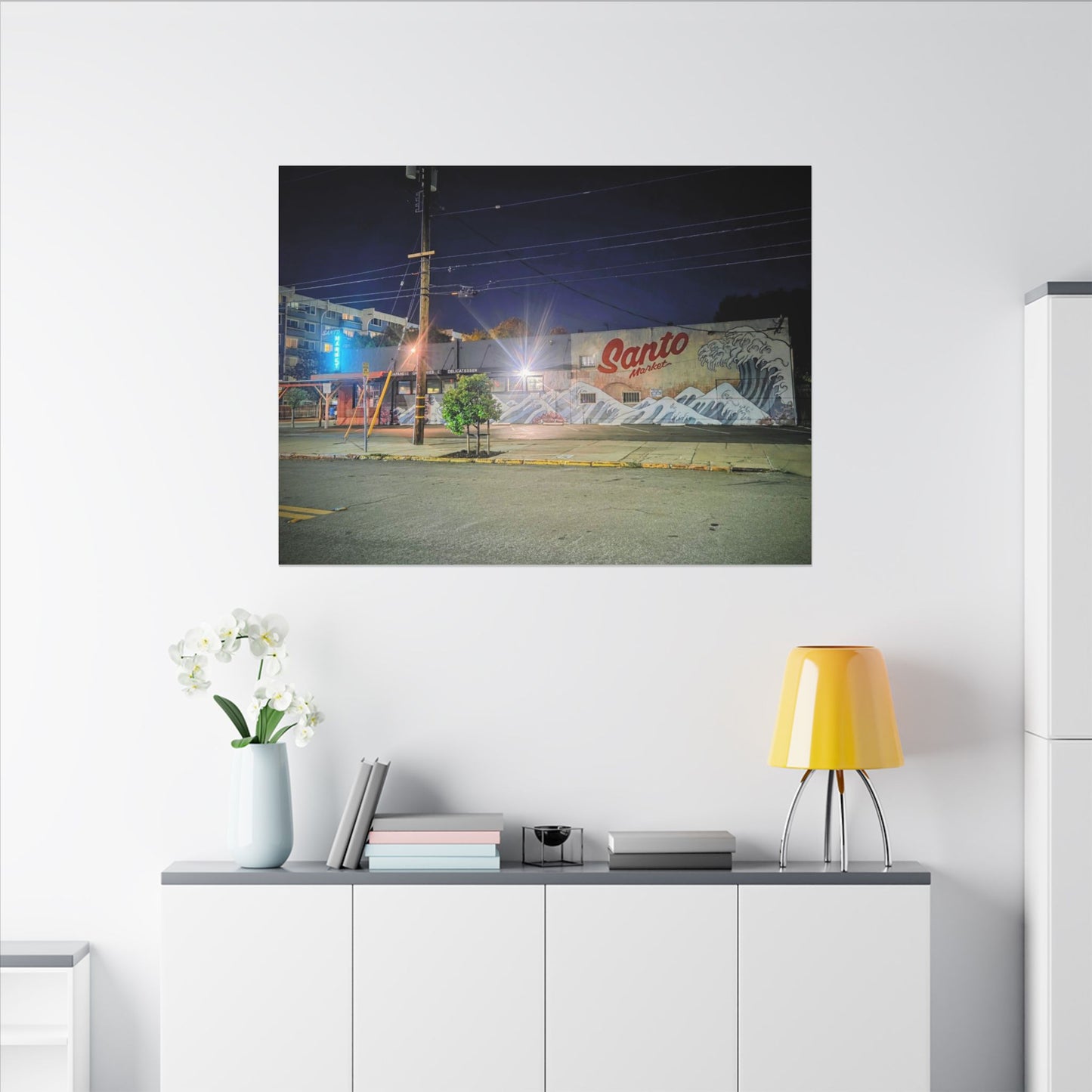 Santo Market Mural (7th&taylor)— Nighttime Urban Wall Art