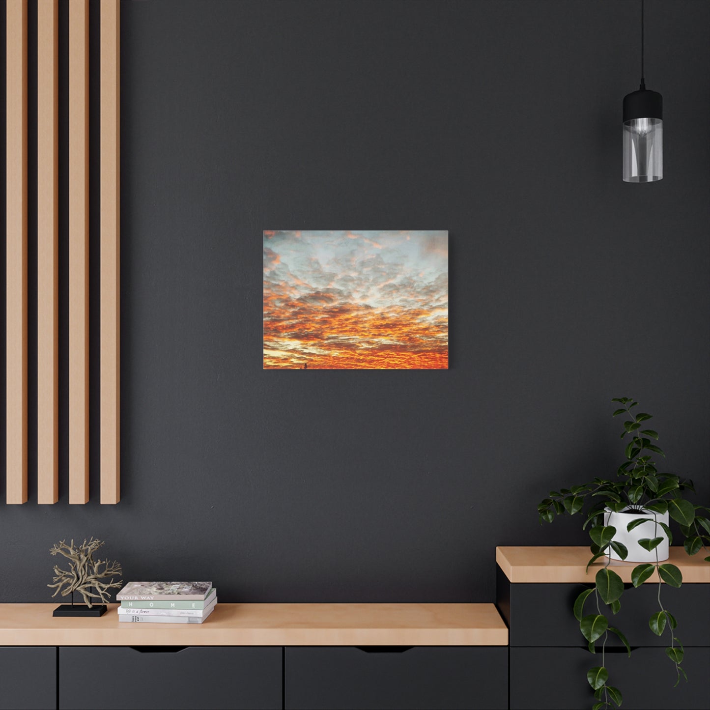 Sunset Sky Canvas Print — Orange Cloudscape Matte Stretched Wall Art