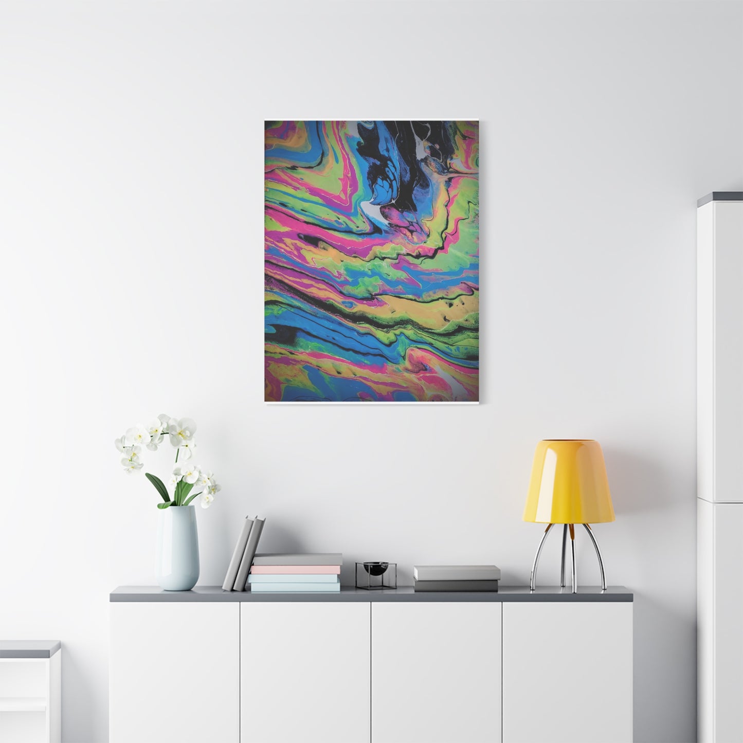 Abstract Neon Fluid Art Canvas Print — Vibrant Psychedelic Wall Decor