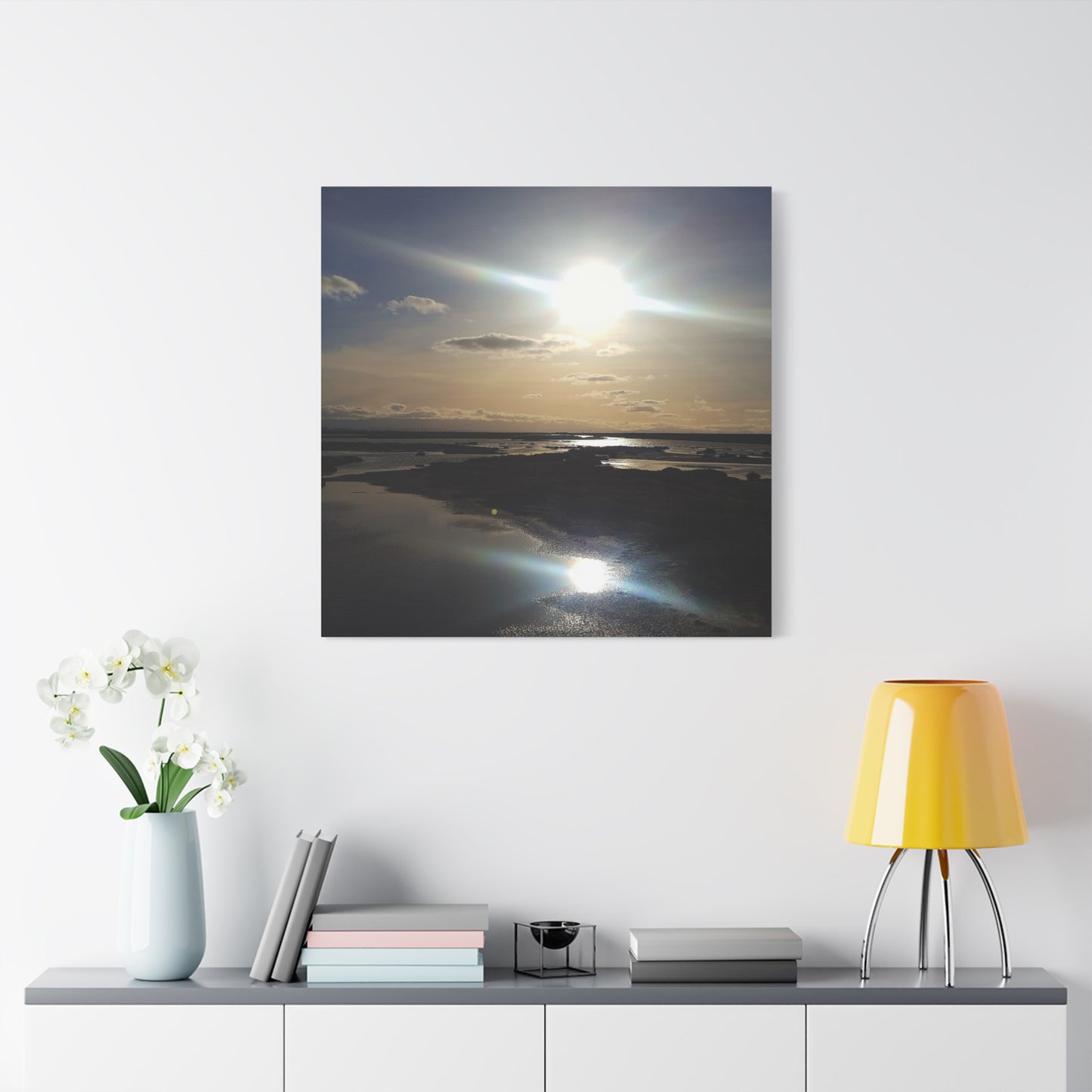 Sunlit Coastal Reflection (don edwards preserve)Canvas Print — Matte Stretched Wall Art