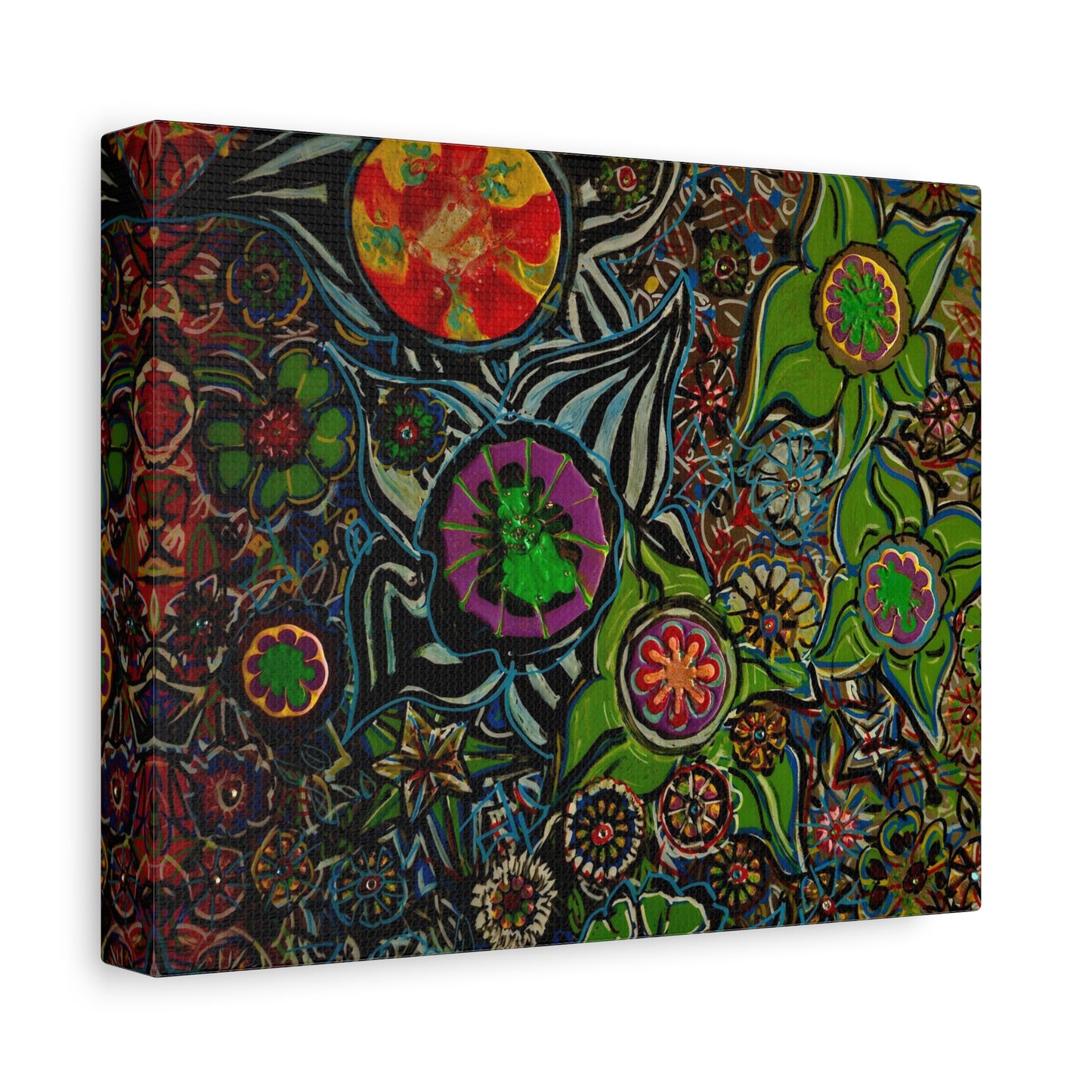 Urban_gardening-03 - Psychedelic Floral Canvas Print — Vibrant Abstract Garden Wall Art