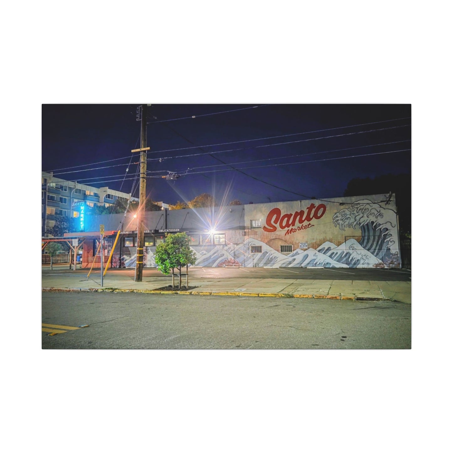 Santo Market Mural (7th&taylor)— Nighttime Urban Wall Art