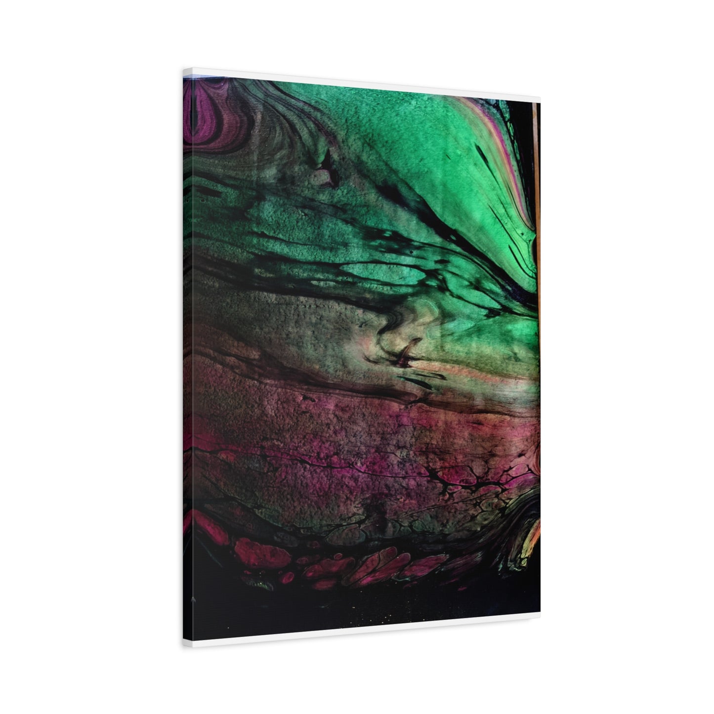 flame tempered pour - Abstract Teal & Magenta Canvas Wall Art — Matte Stretched 1.25"