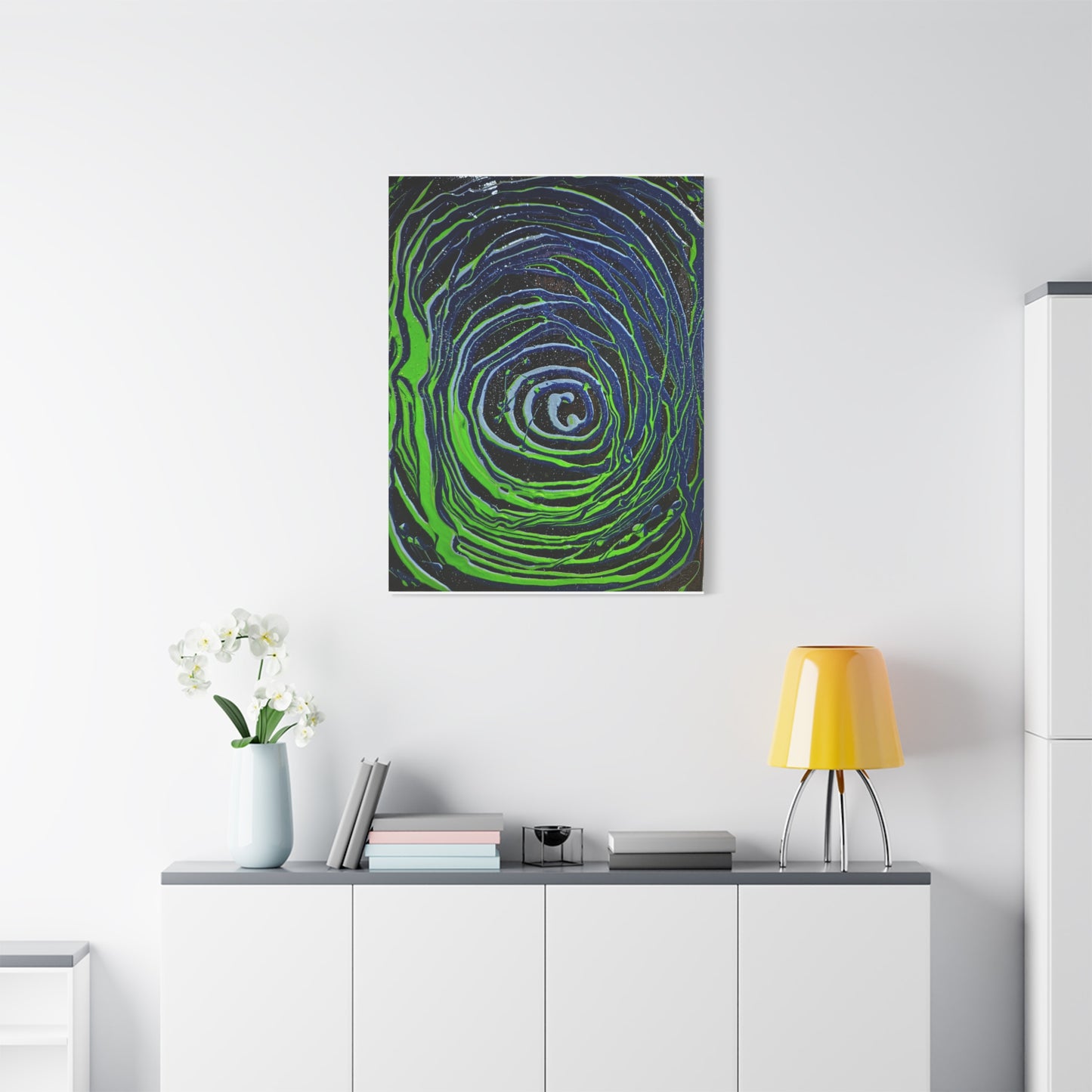 Abstract Green Swirl Matte Canvas Art — Stretched 1.25" Wall Décor