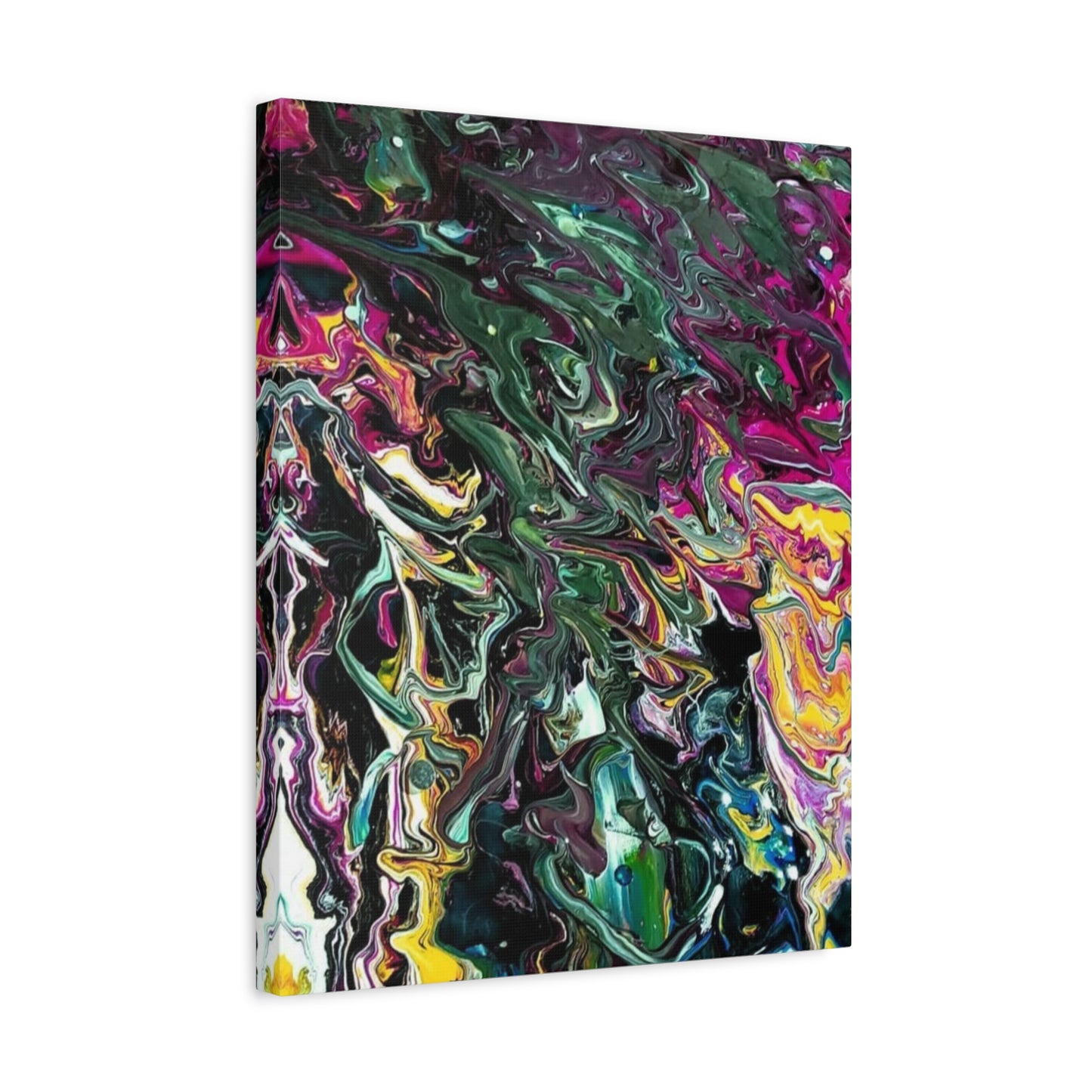 chaos in the garden - Abstract Fluid Art Matte Canvas Print - Colorful Swirl Wall Art