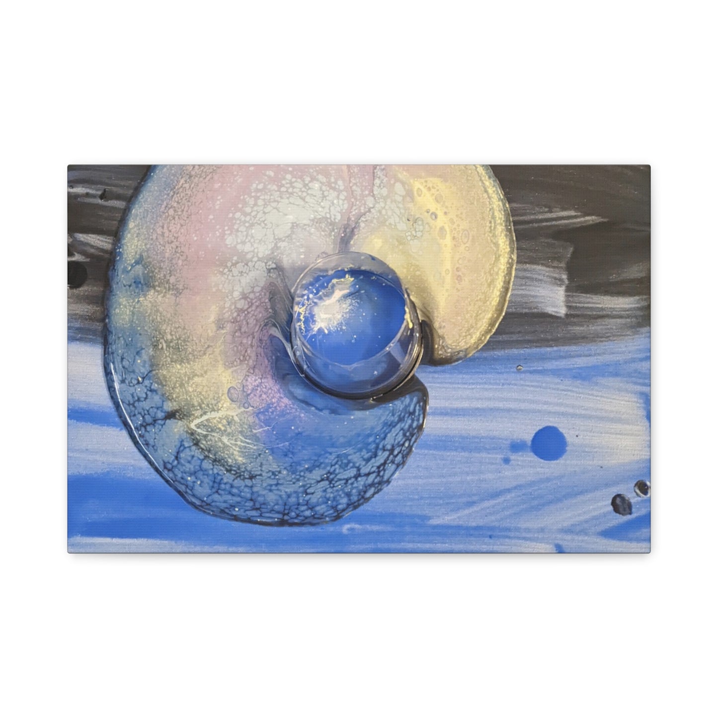 the nautilus - Abstract Blue Spiral Matte Canvas Art - Nautical Coastal Wall Decor