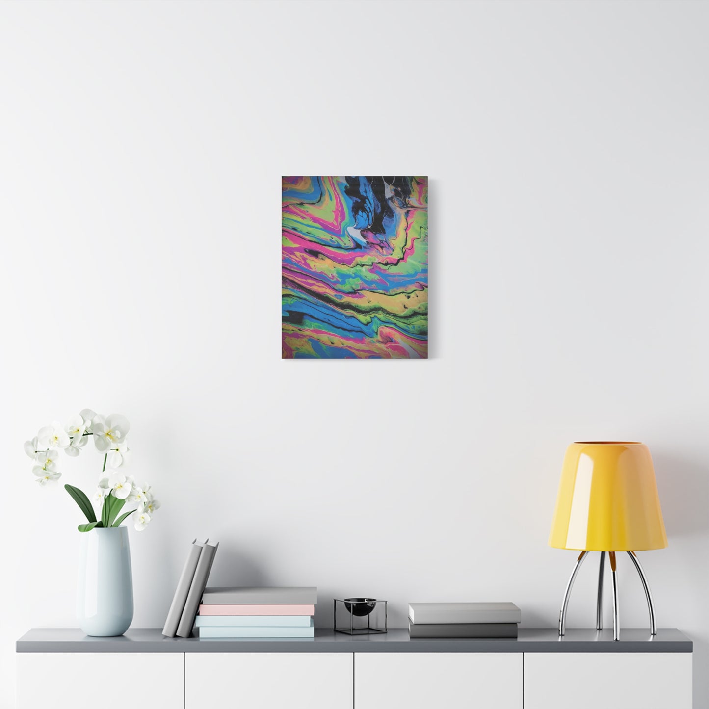 Abstract Neon Fluid Art Canvas Print — Vibrant Psychedelic Wall Decor