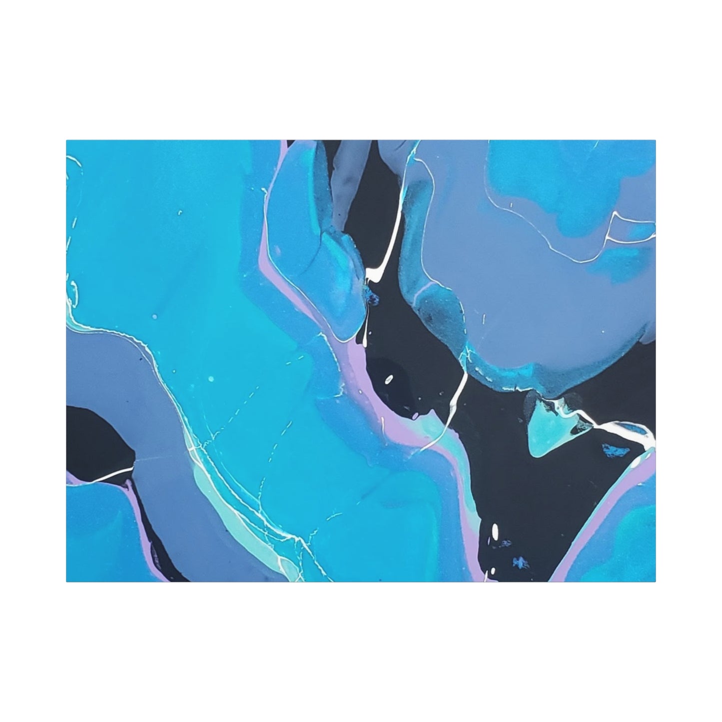 Abstract Blue Fluid Art Canvas Print — Matte Stretched Wall Art 1.25"