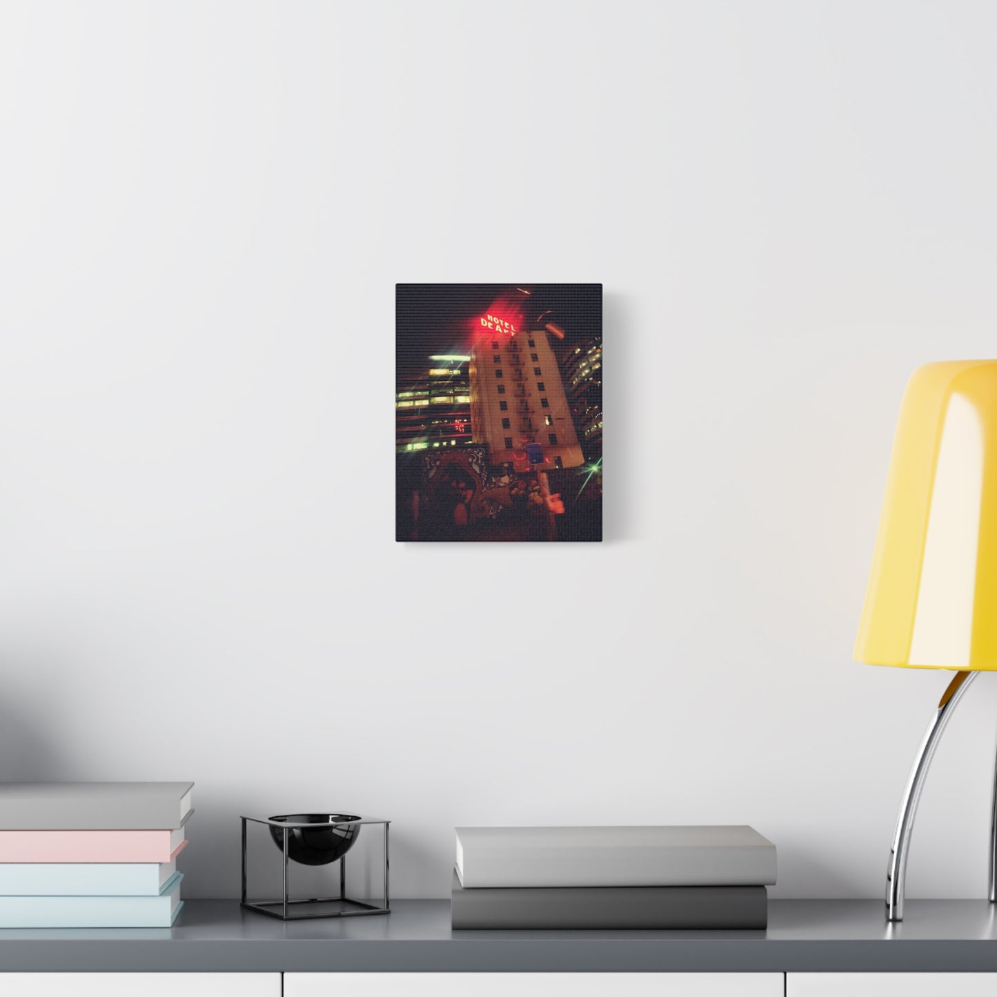 Hotel DeAnza - City Nightscape Canvas Print — Urban Street Art Building Matte Stretched 1.25"