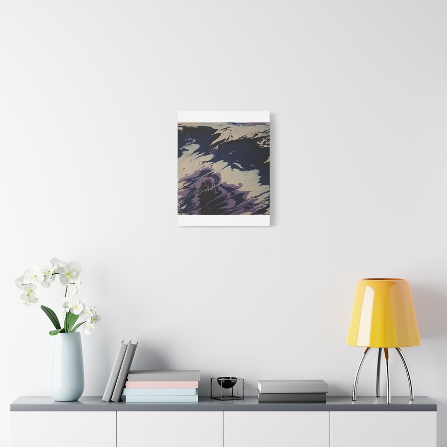 Abstract Navy & Lavender Wave Matte Stretched Canvas (1.25")