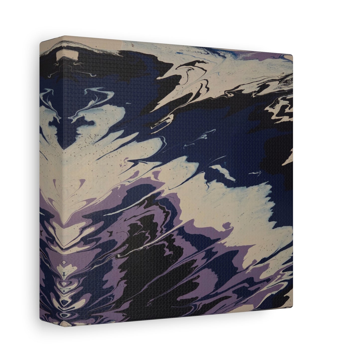 Abstract Navy & Lavender Wave Matte Stretched Canvas (1.25")