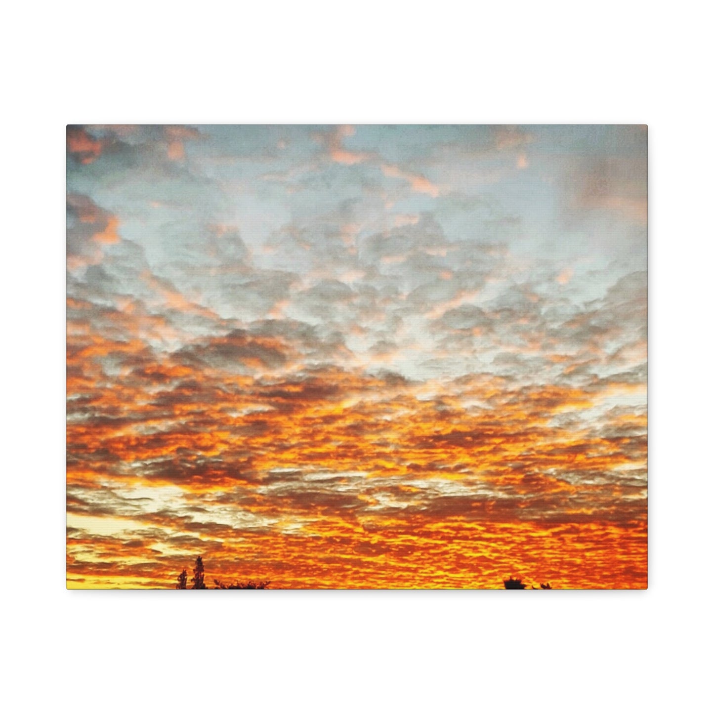 Sunset Sky Canvas Print — Orange Cloudscape Matte Stretched Wall Art