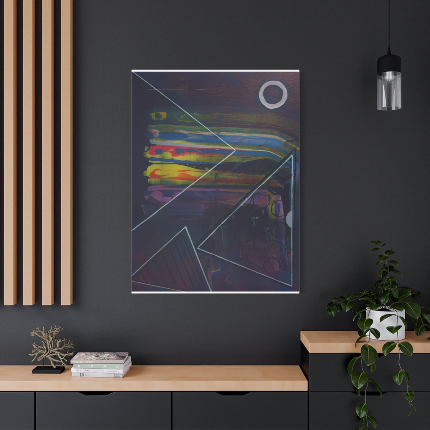 Abstract Geometric Canvas Art - 2025 astronomy – Colorful Drip Triangle Stretched Canvas
