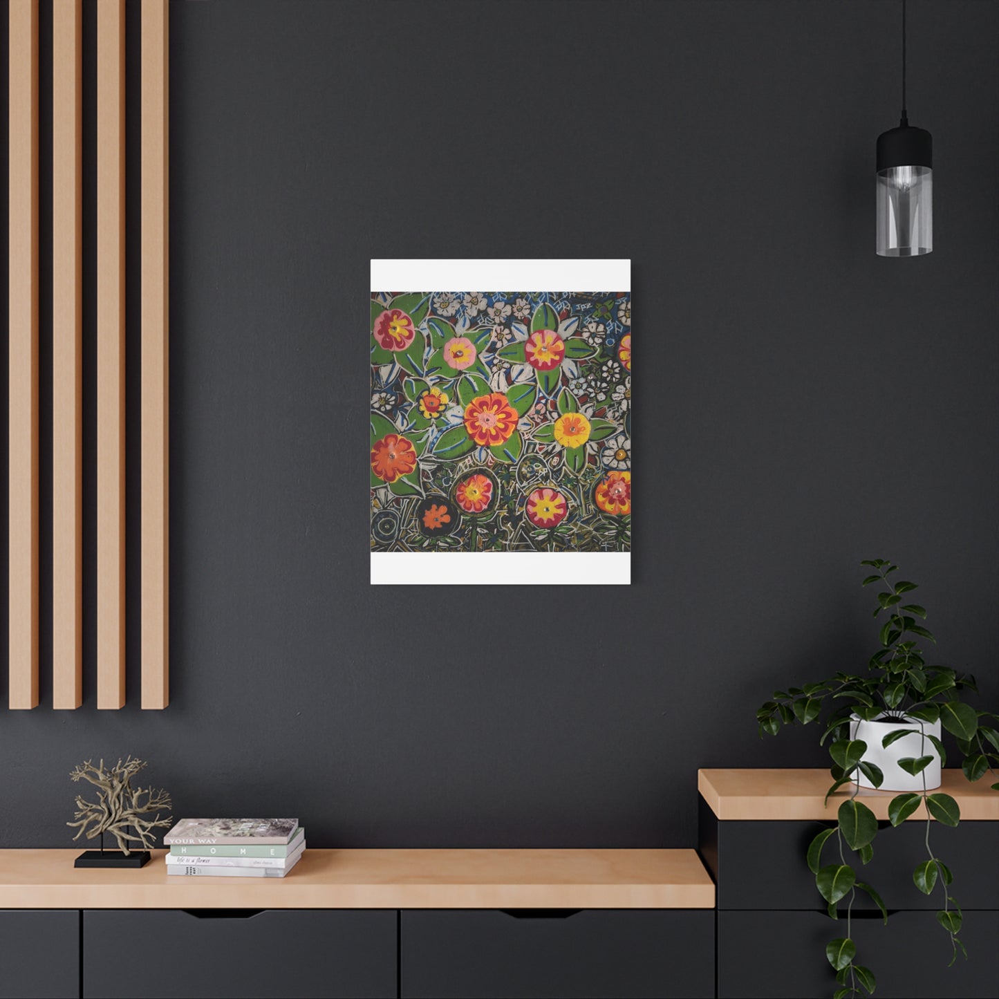 Urban_gardening-04 - Floral Pop Matte Stretched Canvas – Colorful Hand-Painted Garden Wall Art