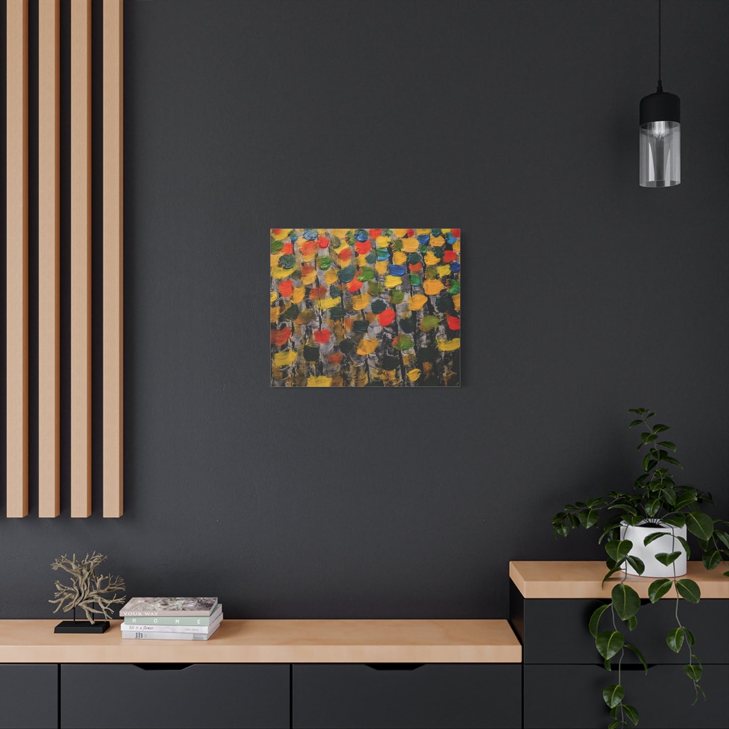 birch trees with color strokes - Abstract Color Bloom Matte Canvas Wall Art — Stretched 1.25"