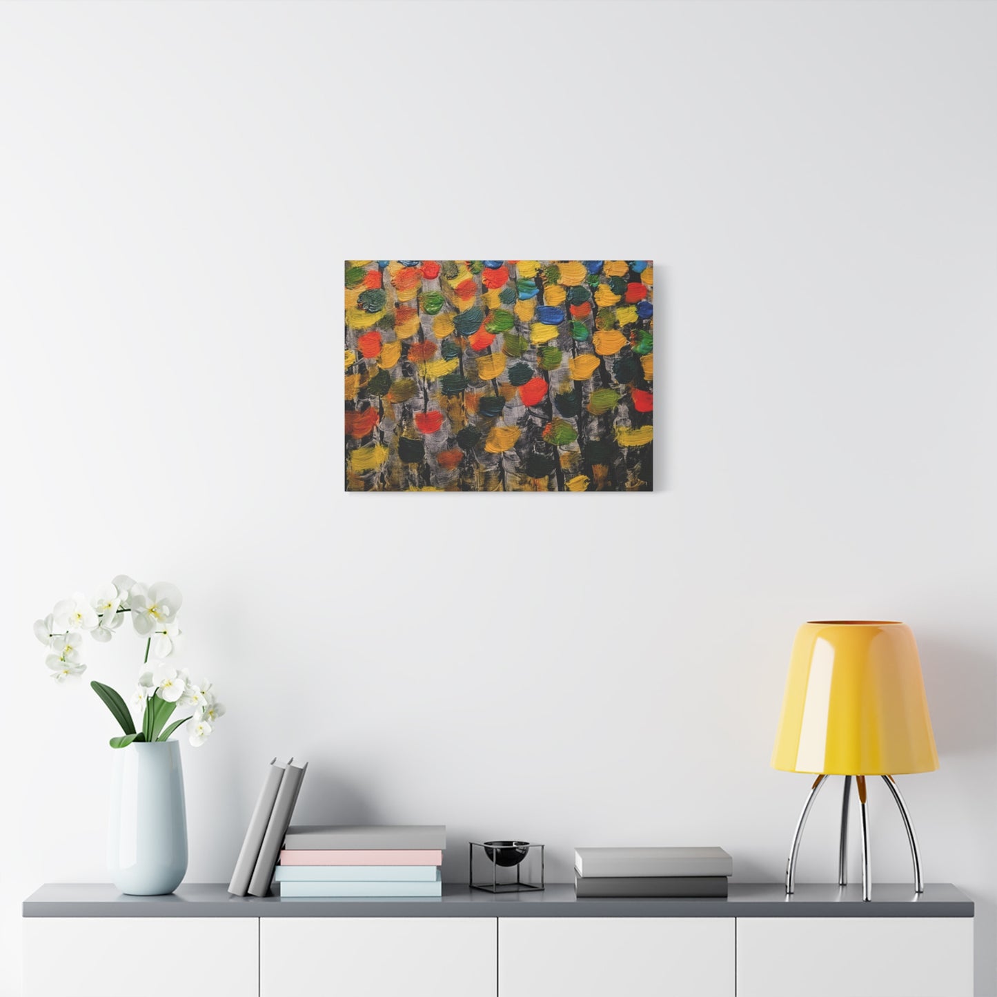 birch trees with color strokes - Abstract Color Bloom Matte Canvas Wall Art — Stretched 1.25"