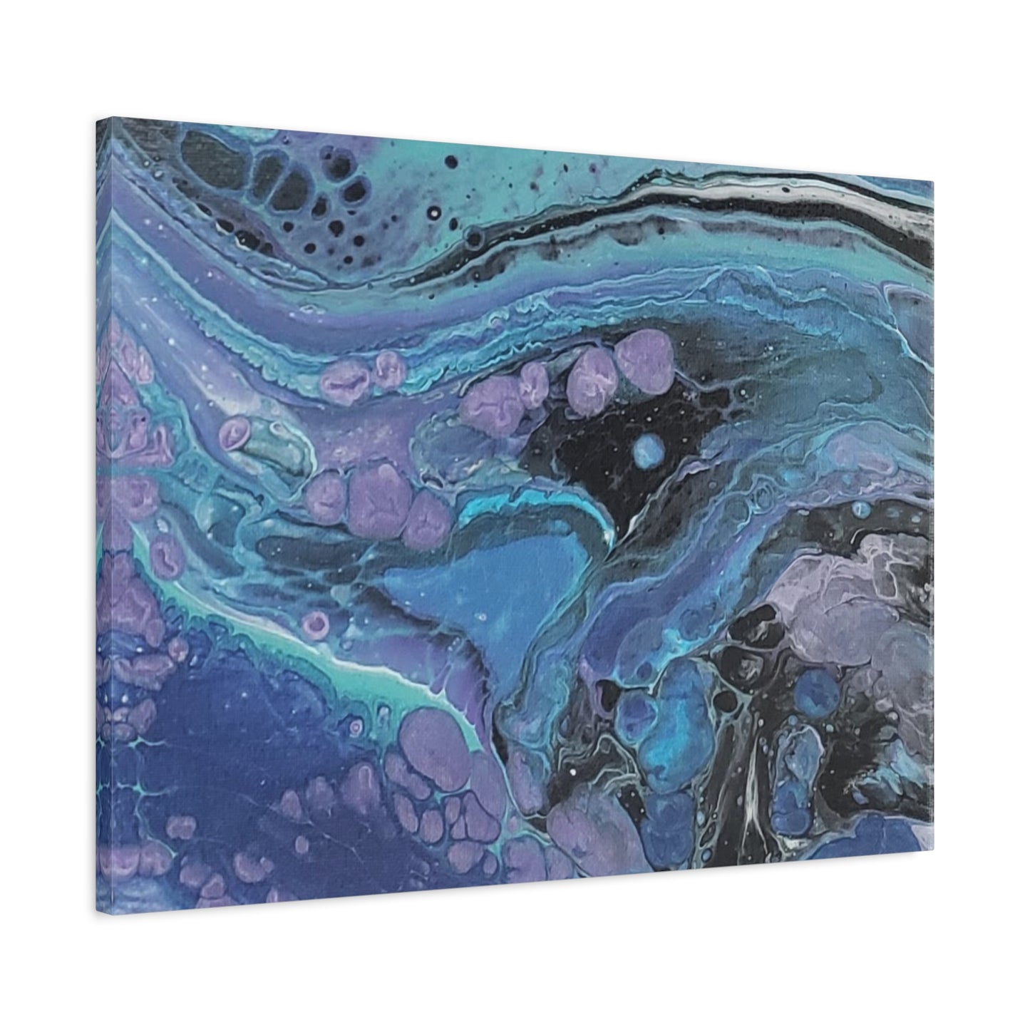 Abstract Ocean Wave Matte Canvas Print — Blue & Purple Fluid Art, Stretched 1.25"