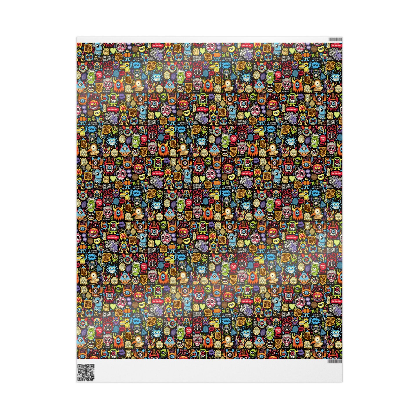 Wrapping Paper - Colorful Neon Emoji Doodles Gift Wrap (Halloween & Birthday)