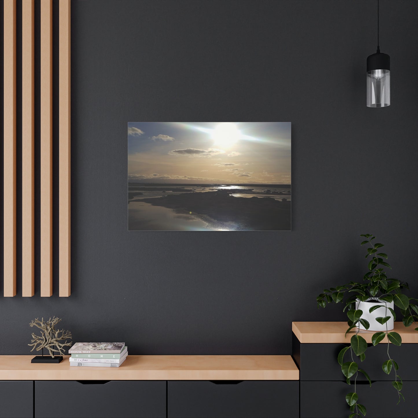 Sunlit Coastal Reflection (don edwards preserve)Canvas Print — Matte Stretched Wall Art
