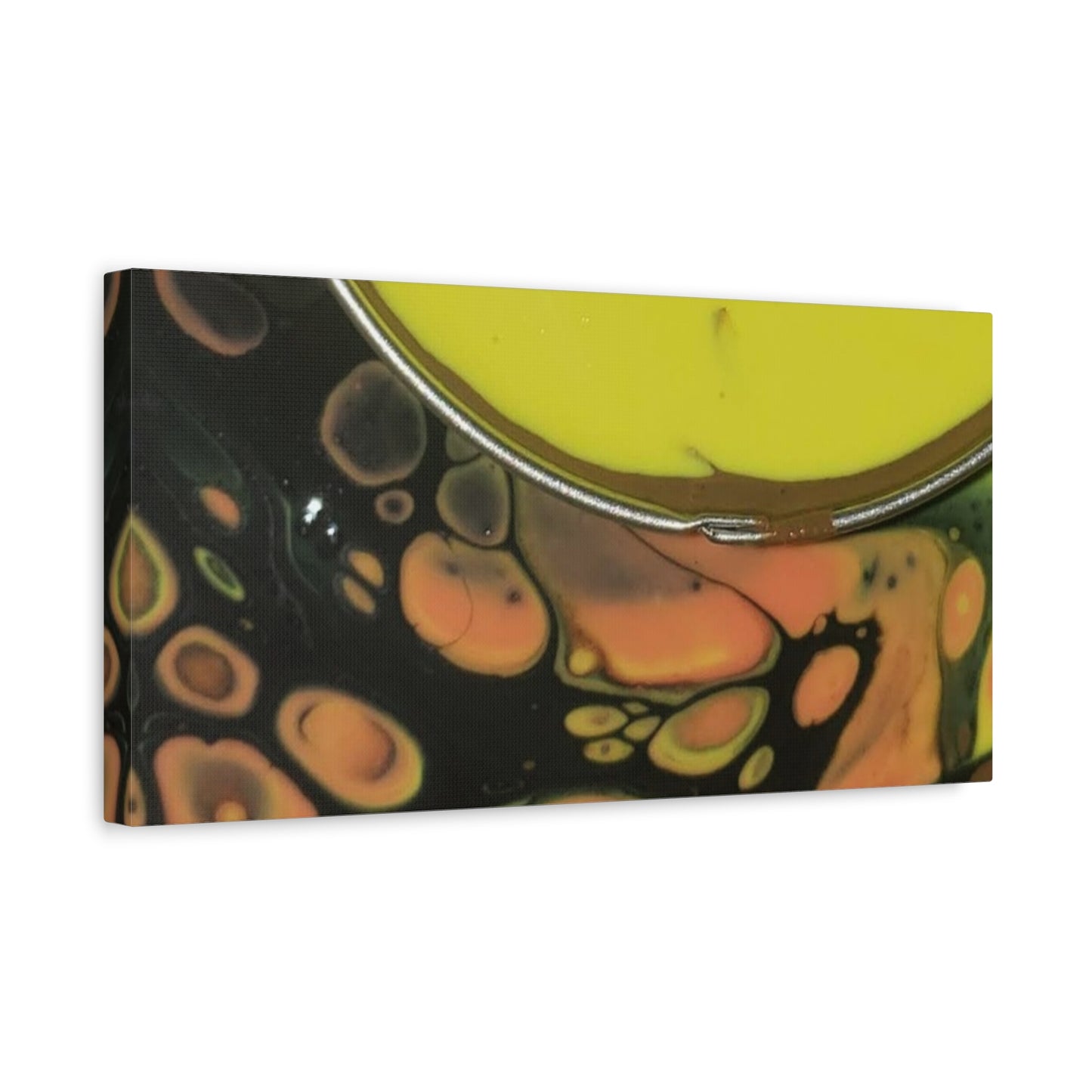 Abstract Fluid Art Canvas Print — Yellow & Black Cell Pour