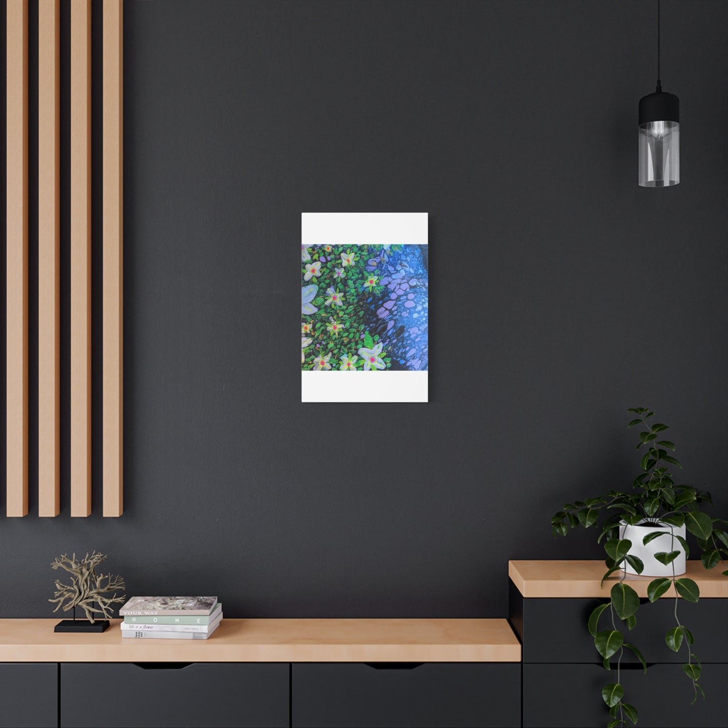 Floetrol&Flowers -  Reef Matte Canvas Wall Art — Blue & Green Abstract Flower Painting