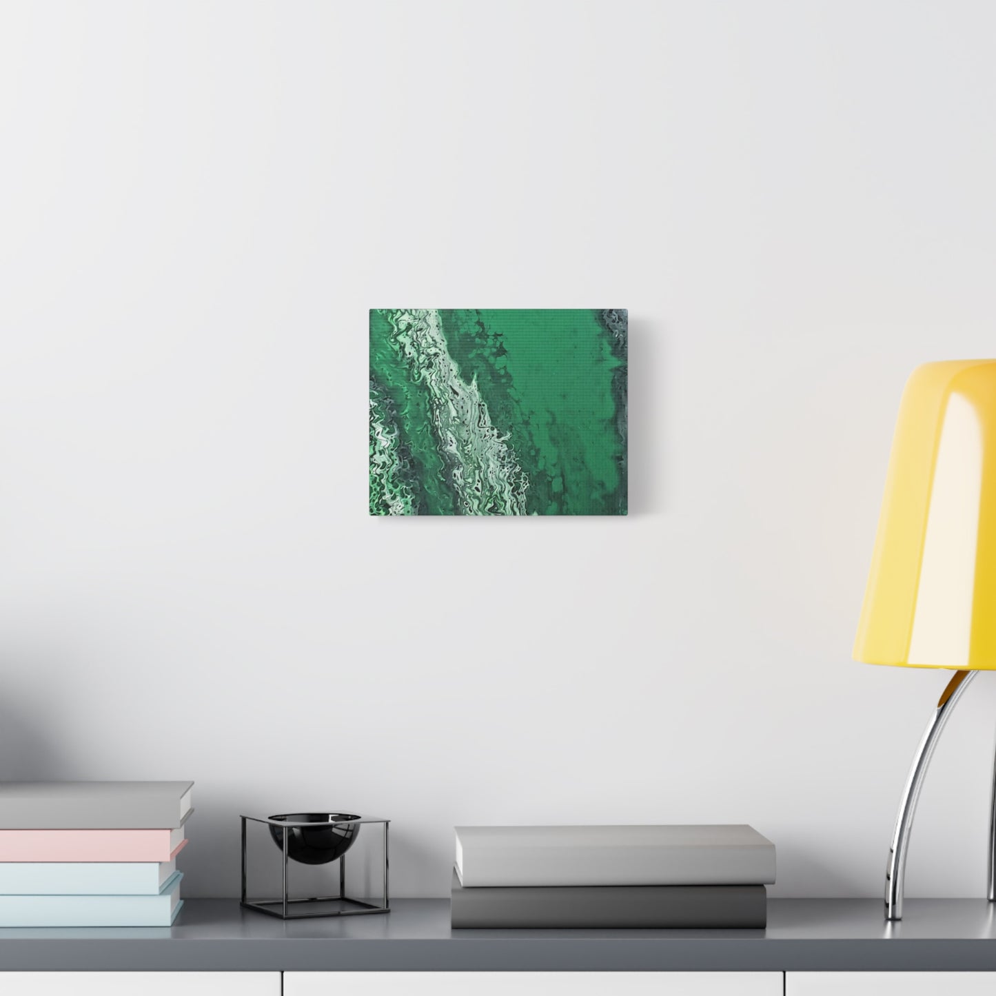 Emerald Wave Abstract Canvas Print — Matte Stretched Wall Art
