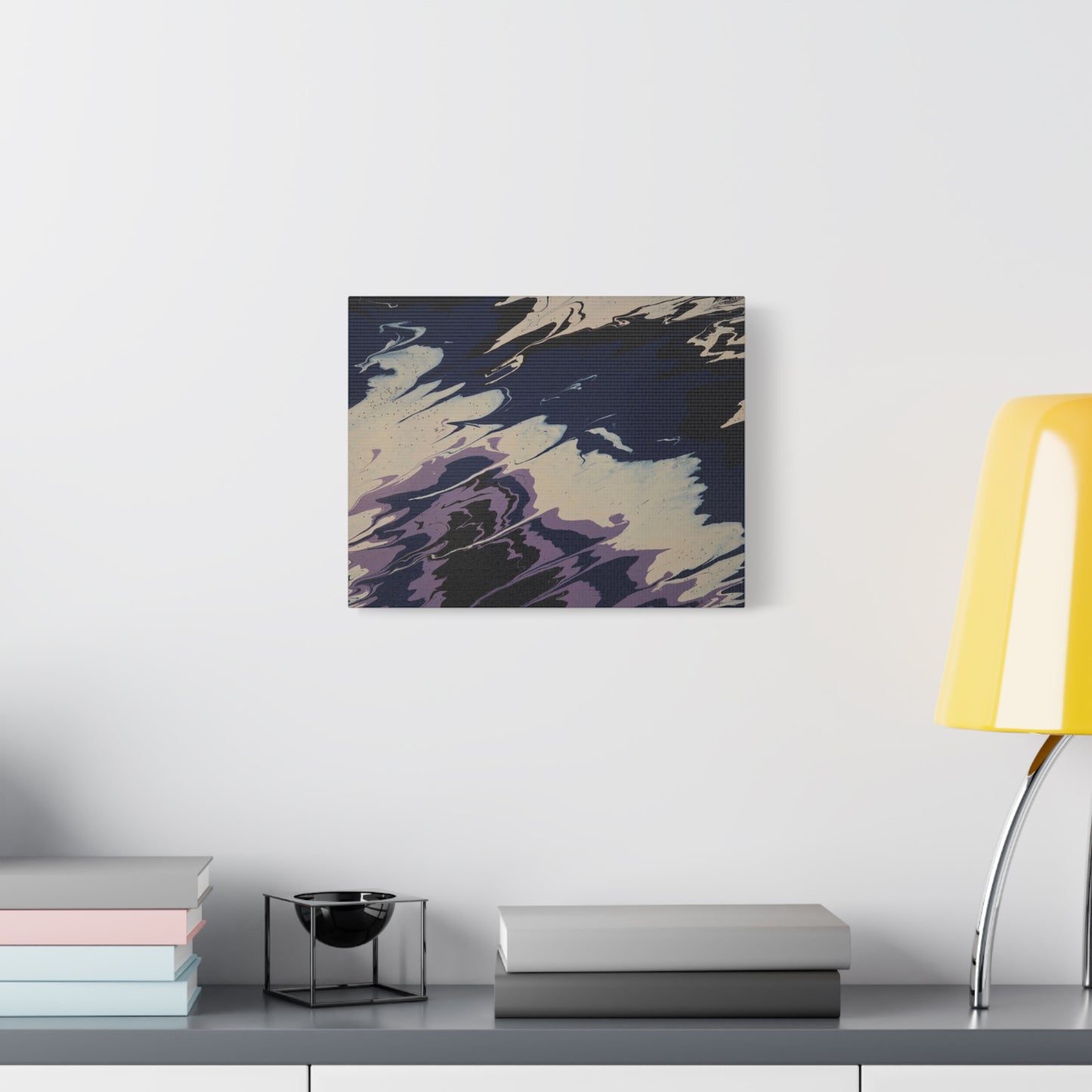 Abstract Navy & Lavender Wave Matte Stretched Canvas (1.25")