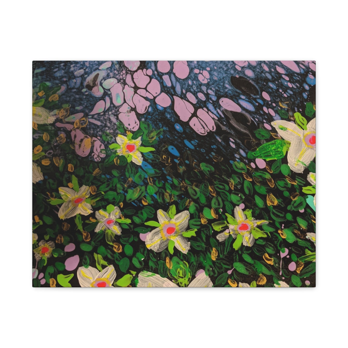 Floetrol&Flowers - Night Pour Garden Matte Canvas Print — Stretched Wall Art