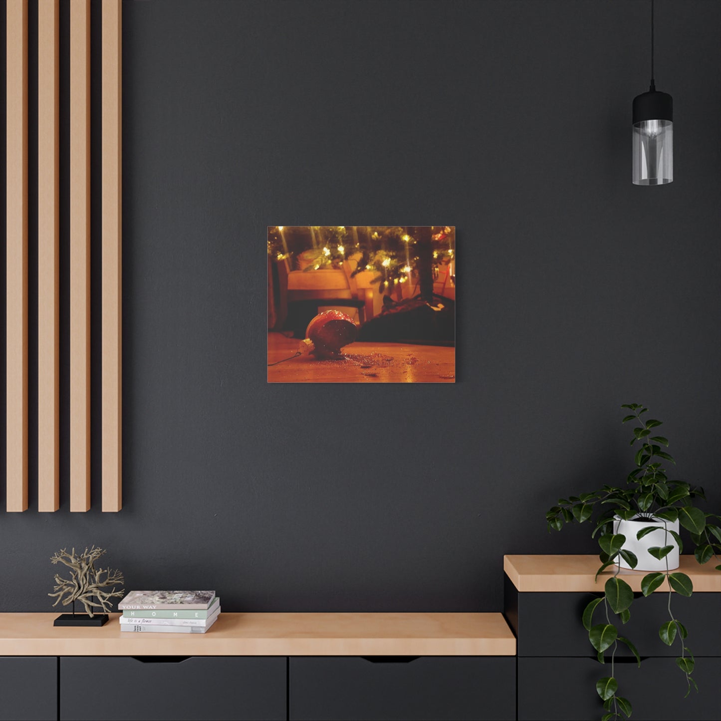 Christmas Tree Ornament Photo Canvas – Cozy Holiday Still Life Wall Art