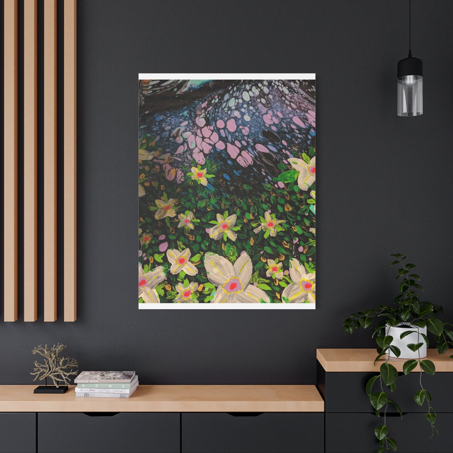Floetrol&Flowers - Night Pour Garden Matte Canvas Print — Stretched Wall Art