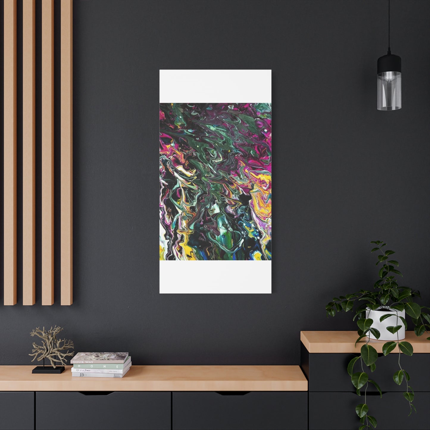 chaos in the garden - Abstract Fluid Art Matte Canvas Print - Colorful Swirl Wall Art
