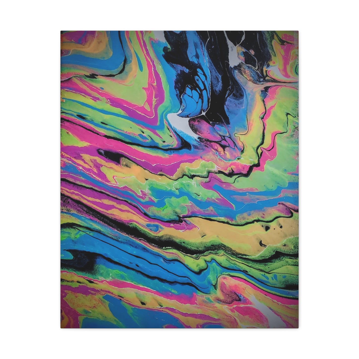Abstract Neon Fluid Art Canvas Print — Vibrant Psychedelic Wall Decor
